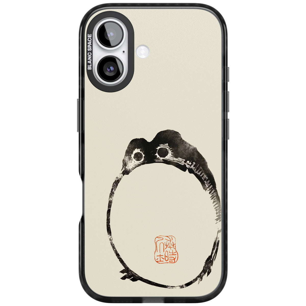 Matsumoto Hoji Round Frog iPhone 16 / iPhone 16 Plus / iPhone 17 Impact Black Phone Case front