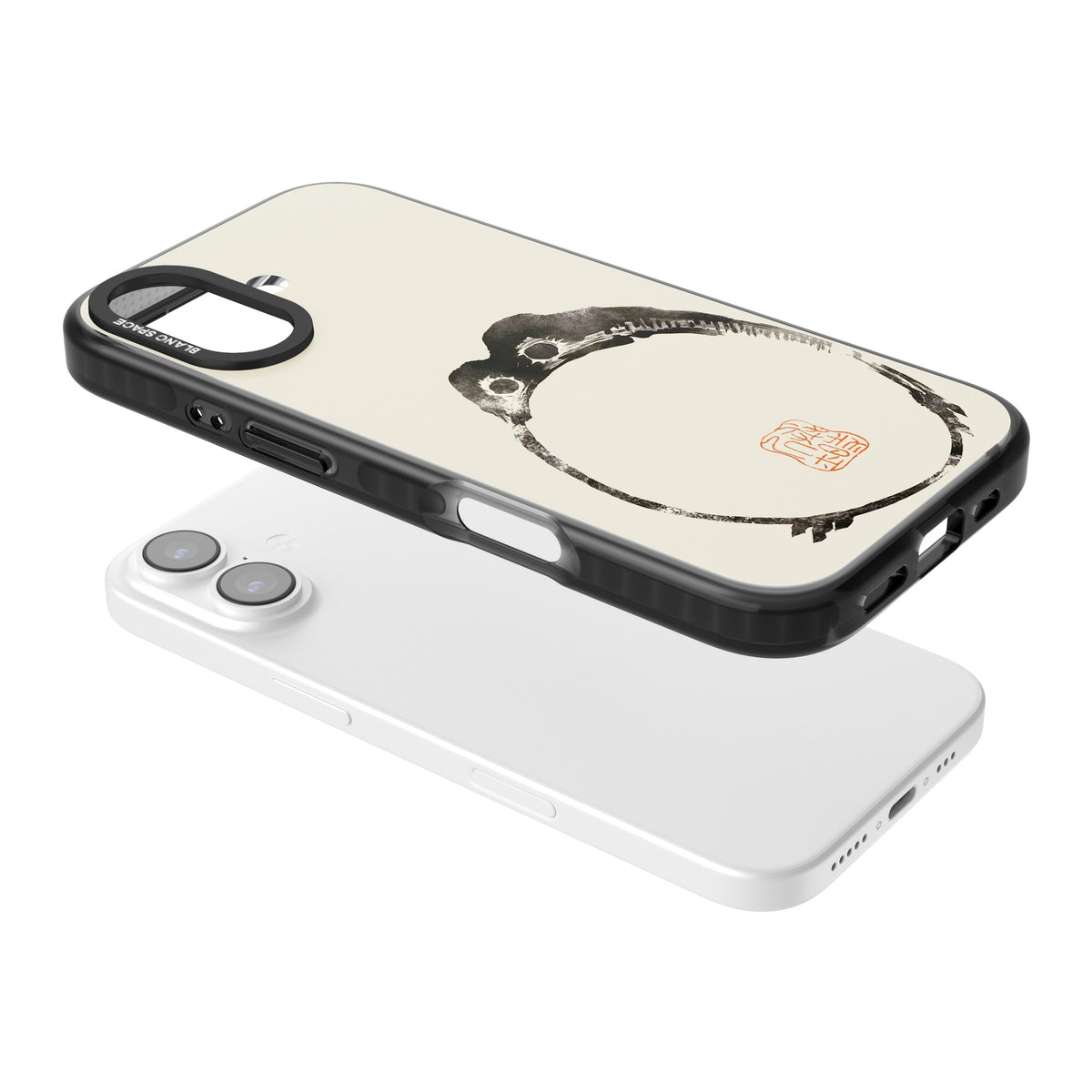 Matsumoto Hoji Round Frog iPhone 16 / iPhone 16 Plus / iPhone 17 Impact Black Phone Case angled