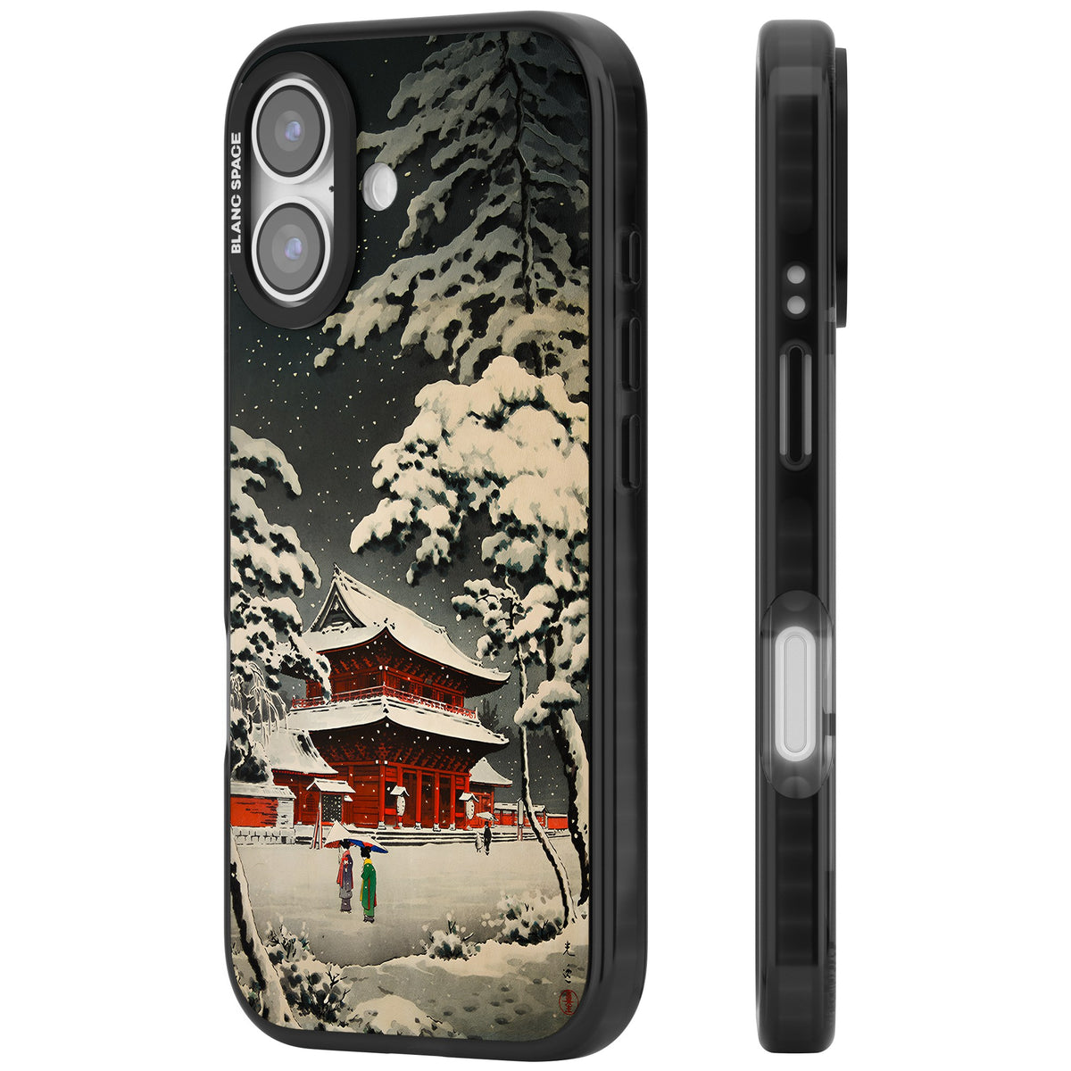 Snow at Shiha Park, Tokyo iPhone 16 / iPhone 16 Plus / iPhone 17 Impact Black Phone Case side
