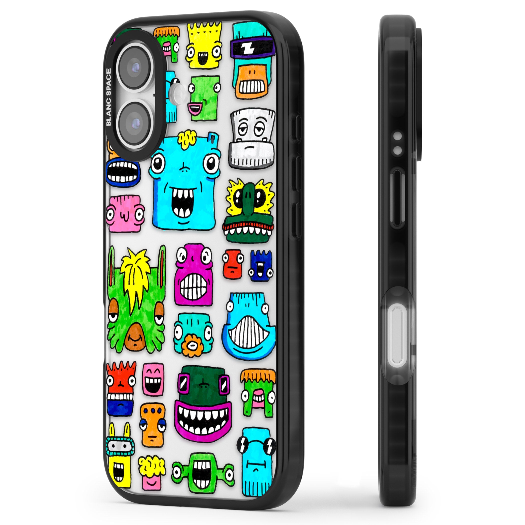 Burst Heads Colour iPhone 17 Impact Black Phone Case Side Profile