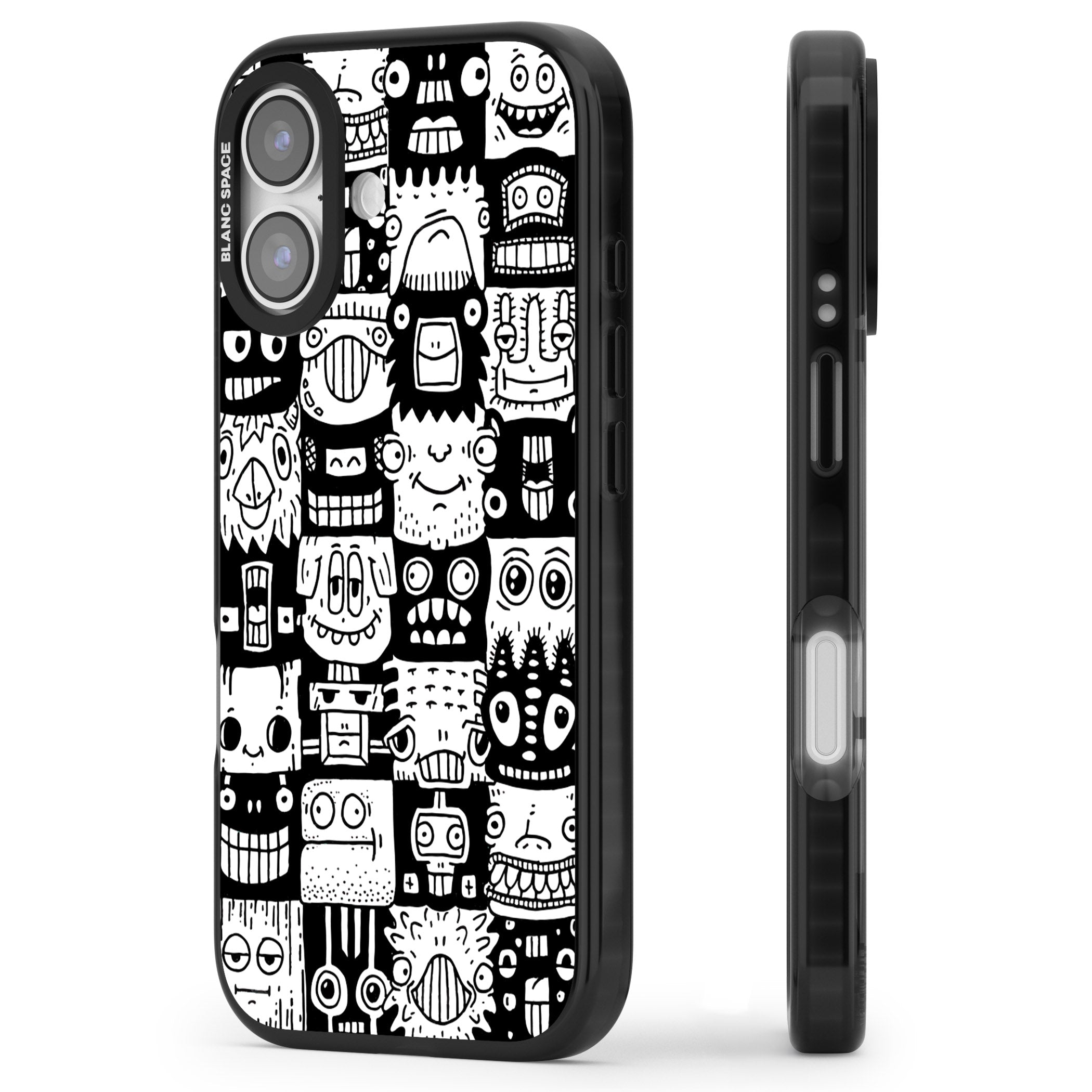 Checkerboard Heads iPhone 17 Impact Black Phone Case Side Profile