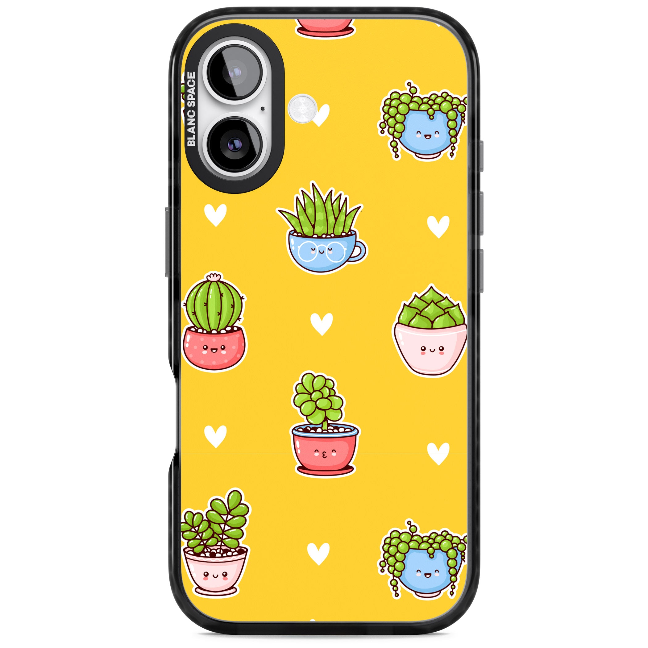 Plant Faces Kawaii Pattern iPhone 17 Impact Black Phone Case