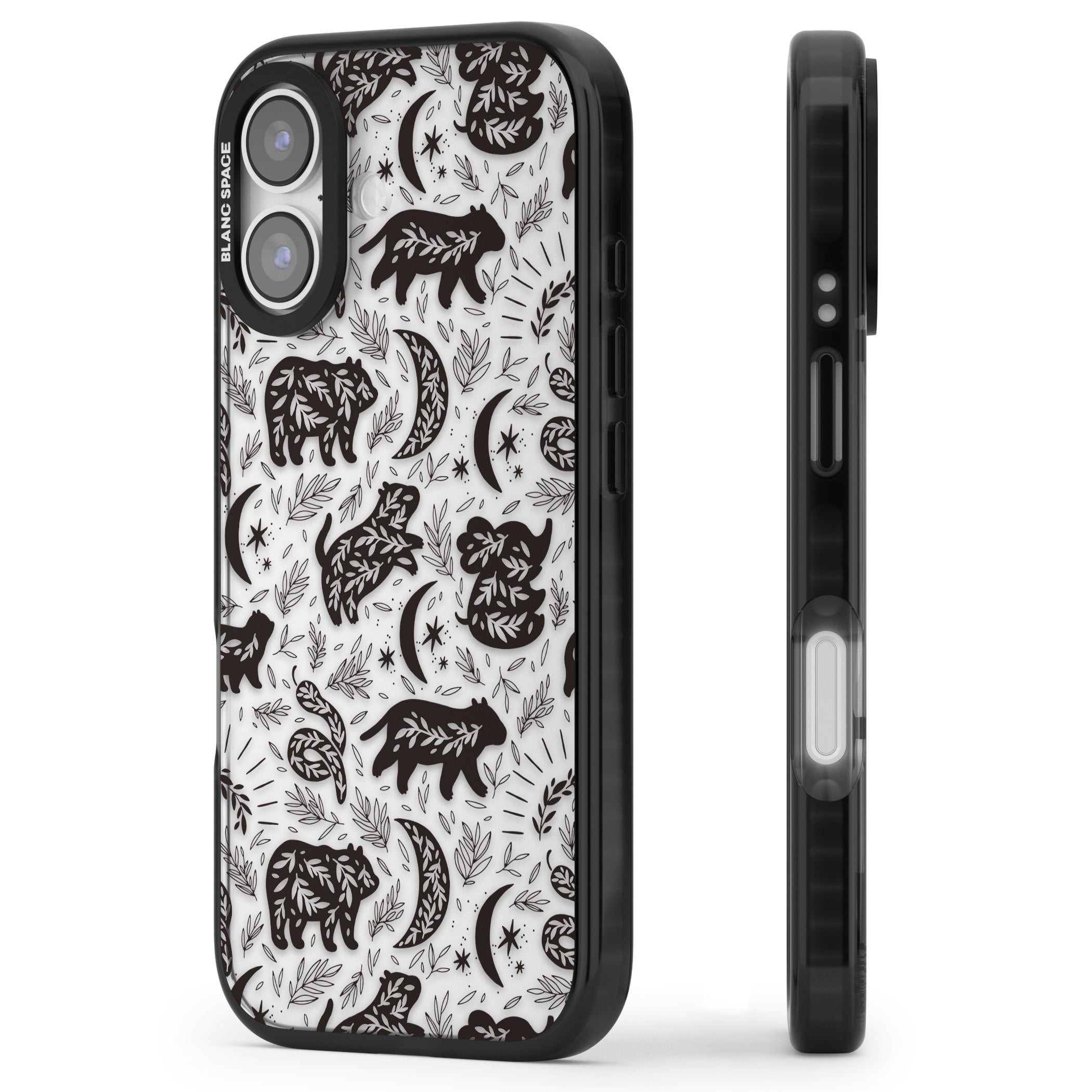 Midnight Forest Animals iPhone 17 Impact Black Phone Case Side Profile