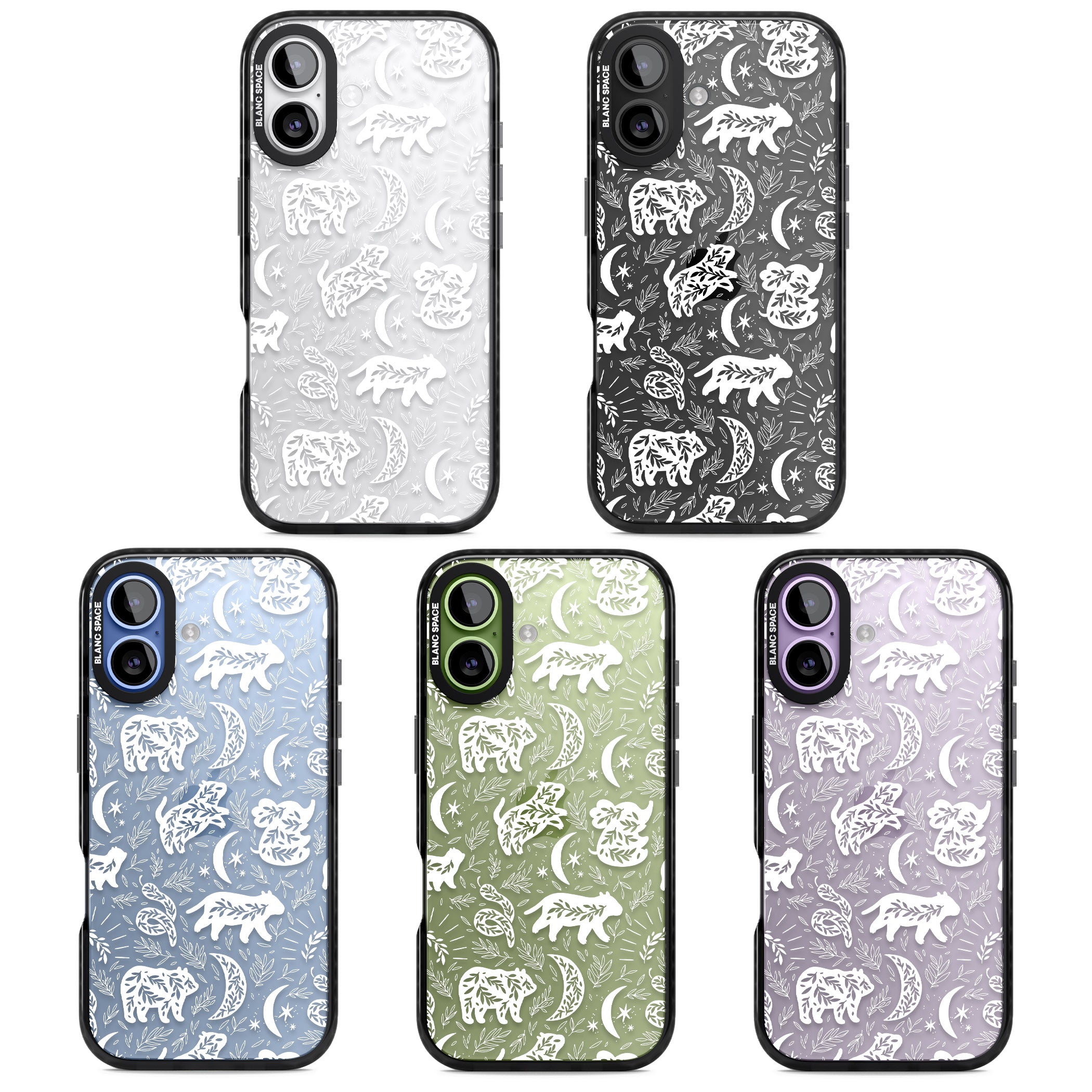 Forest Animal Silhouettes: White/Clear iPhone 17 Impact Black Phone Case APT Impact Protection