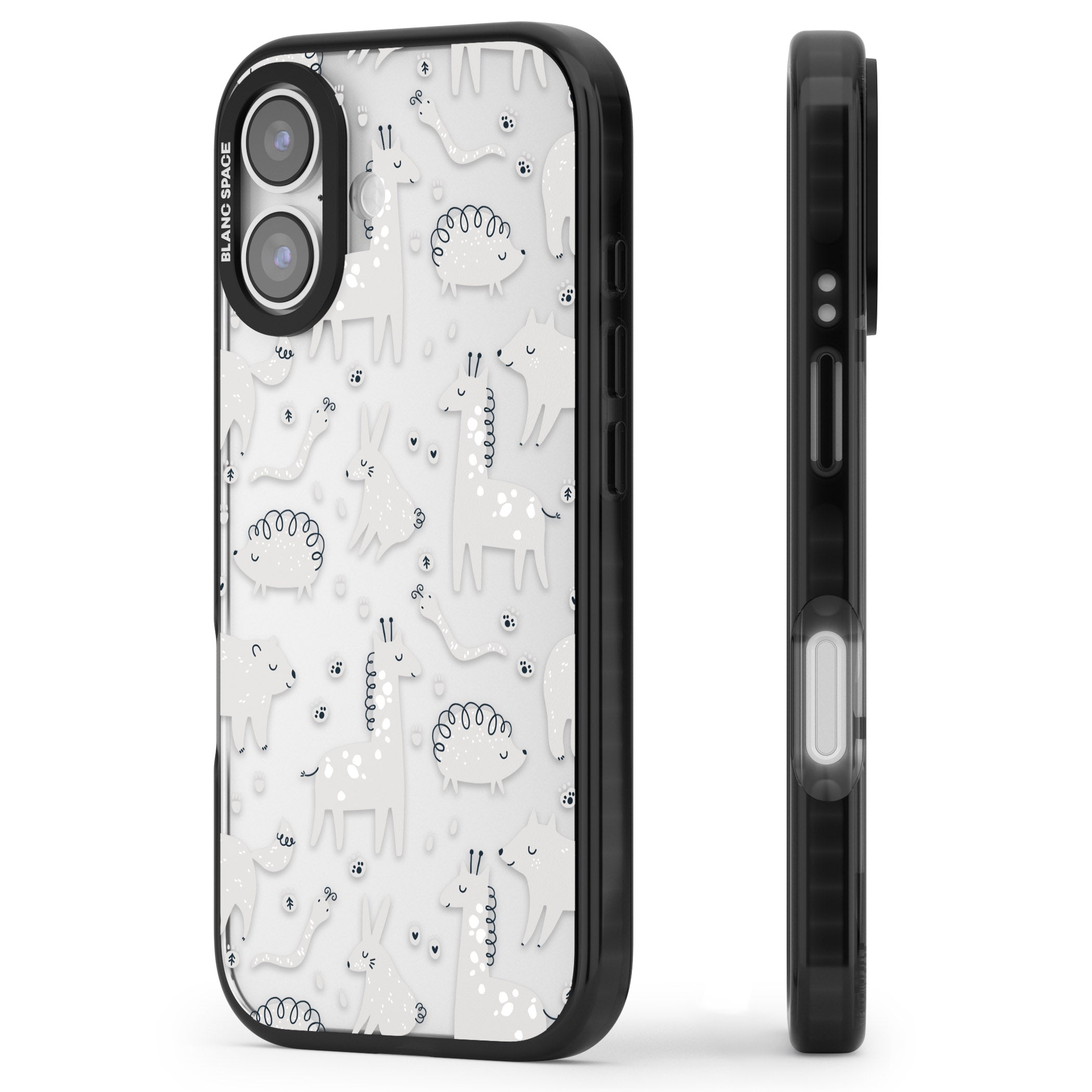 Monochrome Animal Party iPhone 17 Impact Black Phone Case Side Profile