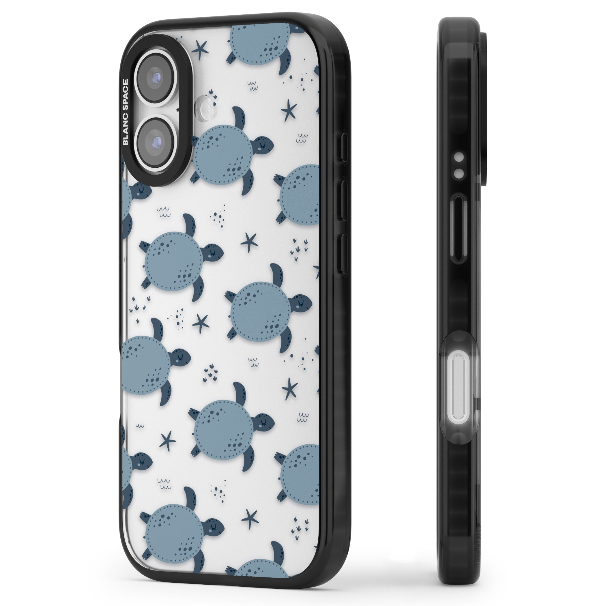 Under The Sea Patterns Sea Turtles (Clear) iPhone 17 Impact Black Phone Case Side Profile