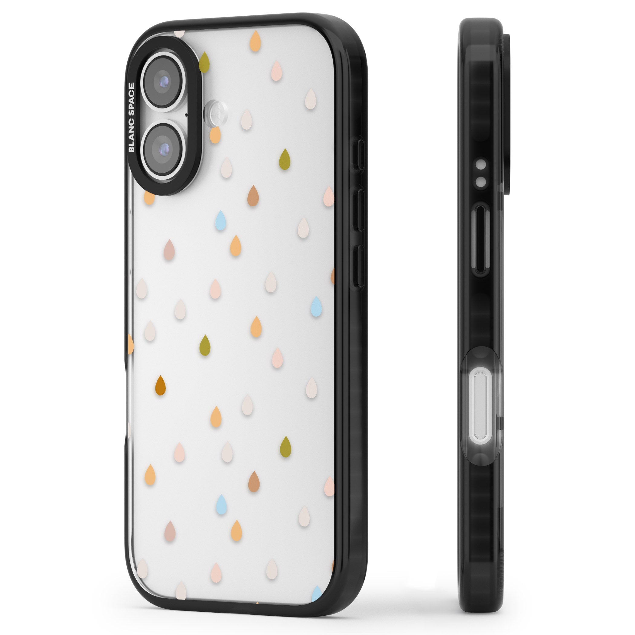 Pastel Raindrops iPhone 17 Impact Black Phone Case Side Profile