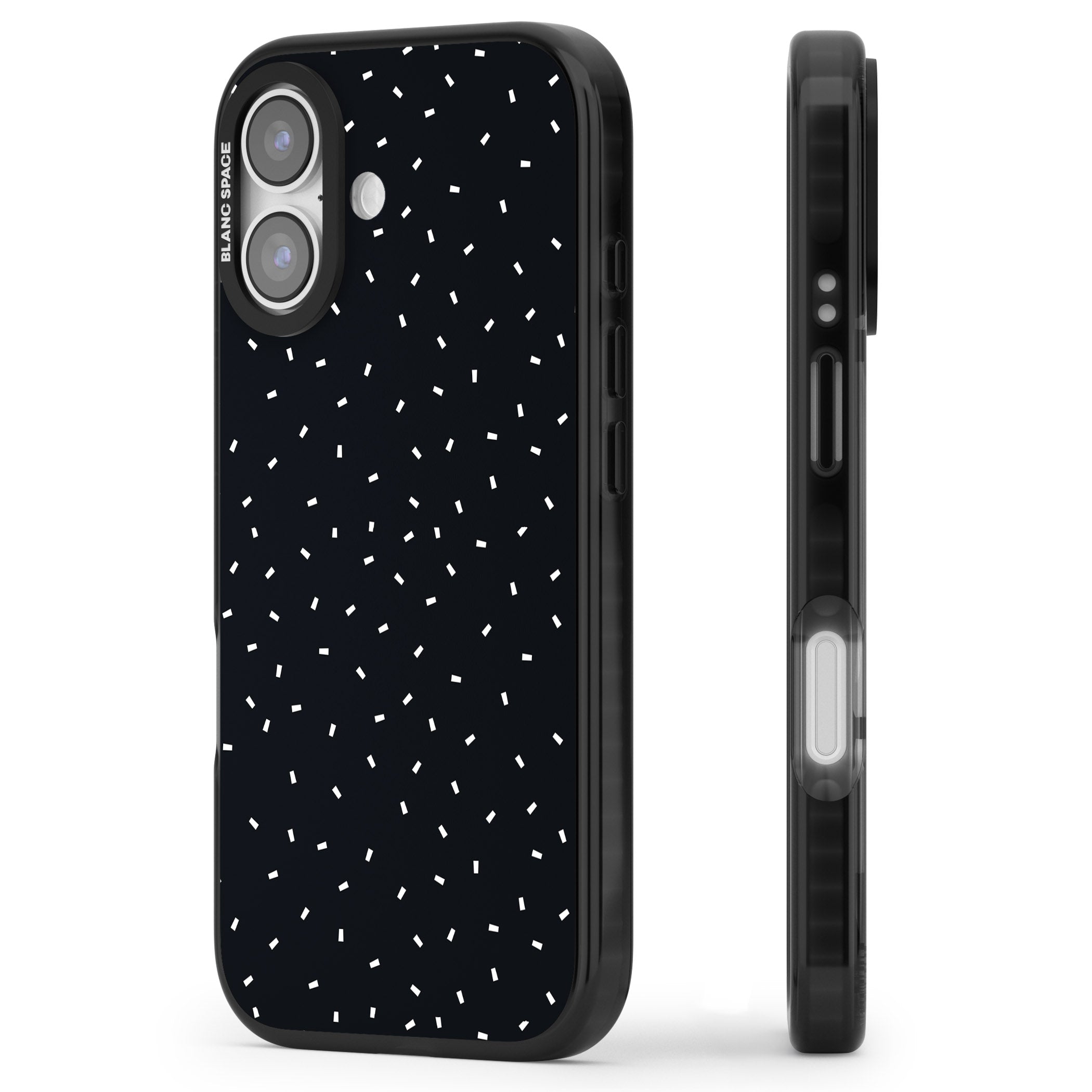 Confetti (Black) iPhone 17 Impact Black Phone Case Side Profile