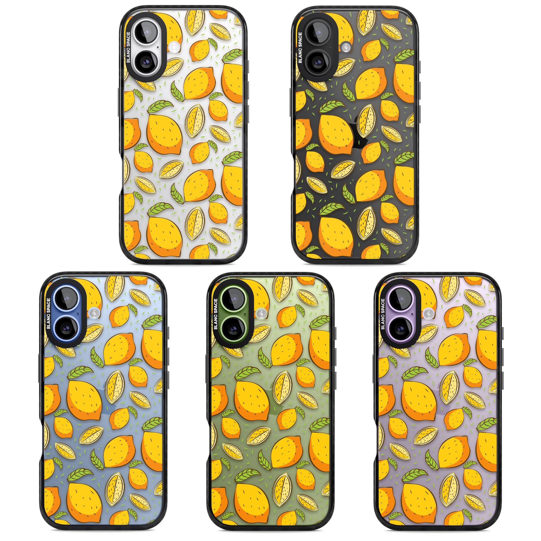 Lemon Pattern iPhone 17 Impact Black Phone Case APT Impact Protection