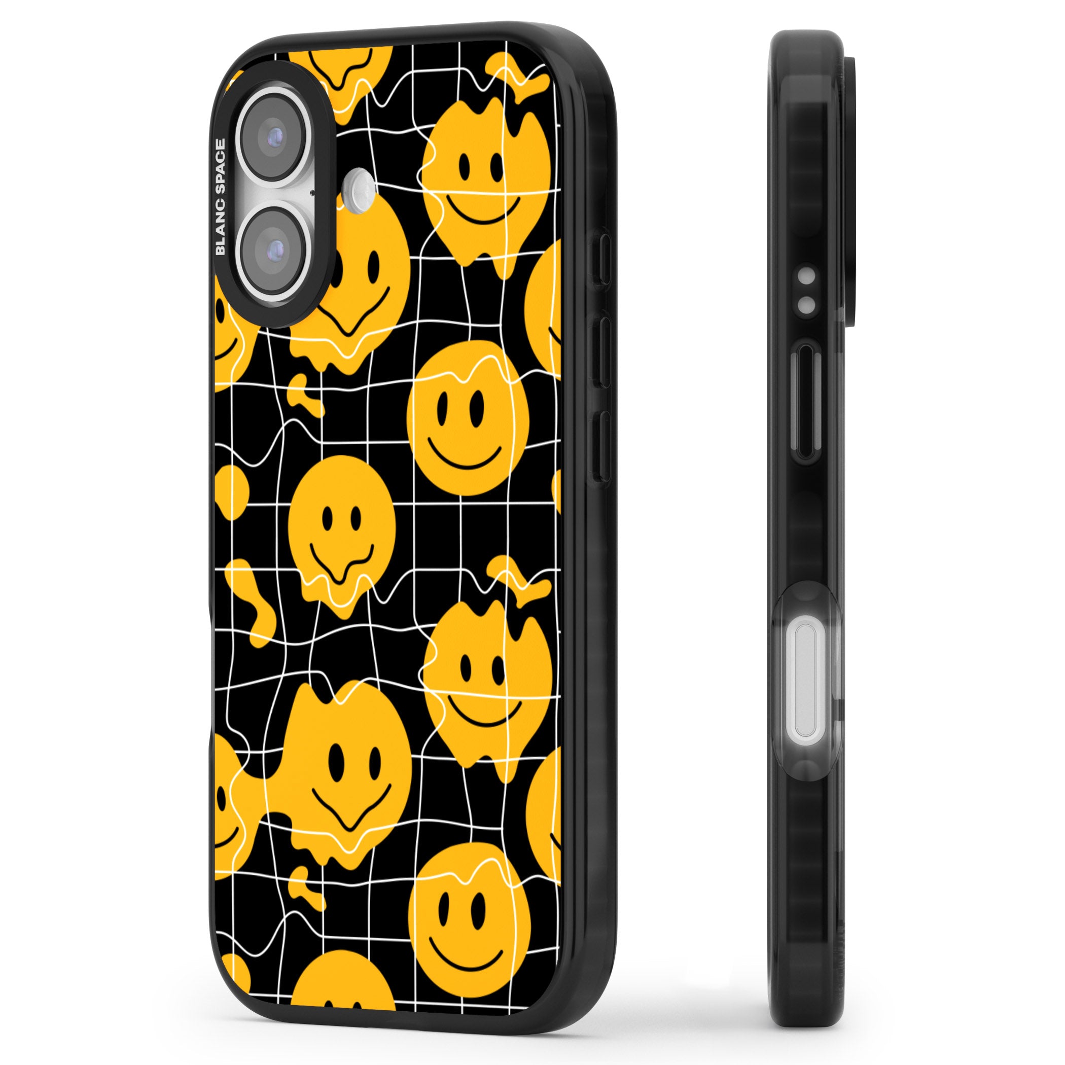 Acid Face Grid Pattern iPhone 17 Impact Pro Black Phone Case Side Profile