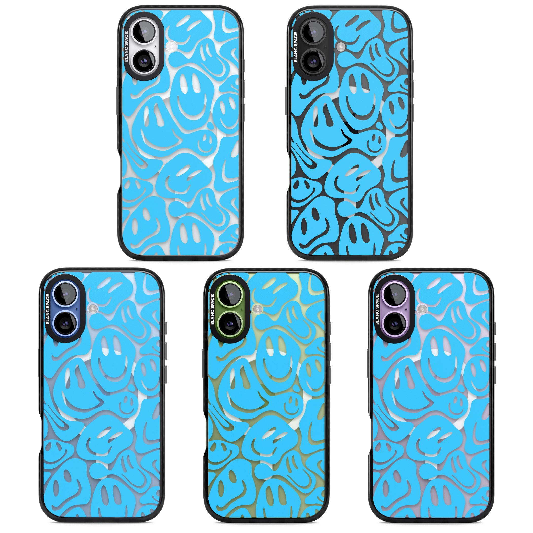 Blue Acid Faces iPhone 17 Impact Pro Black Phone Case APT Impact Protection
