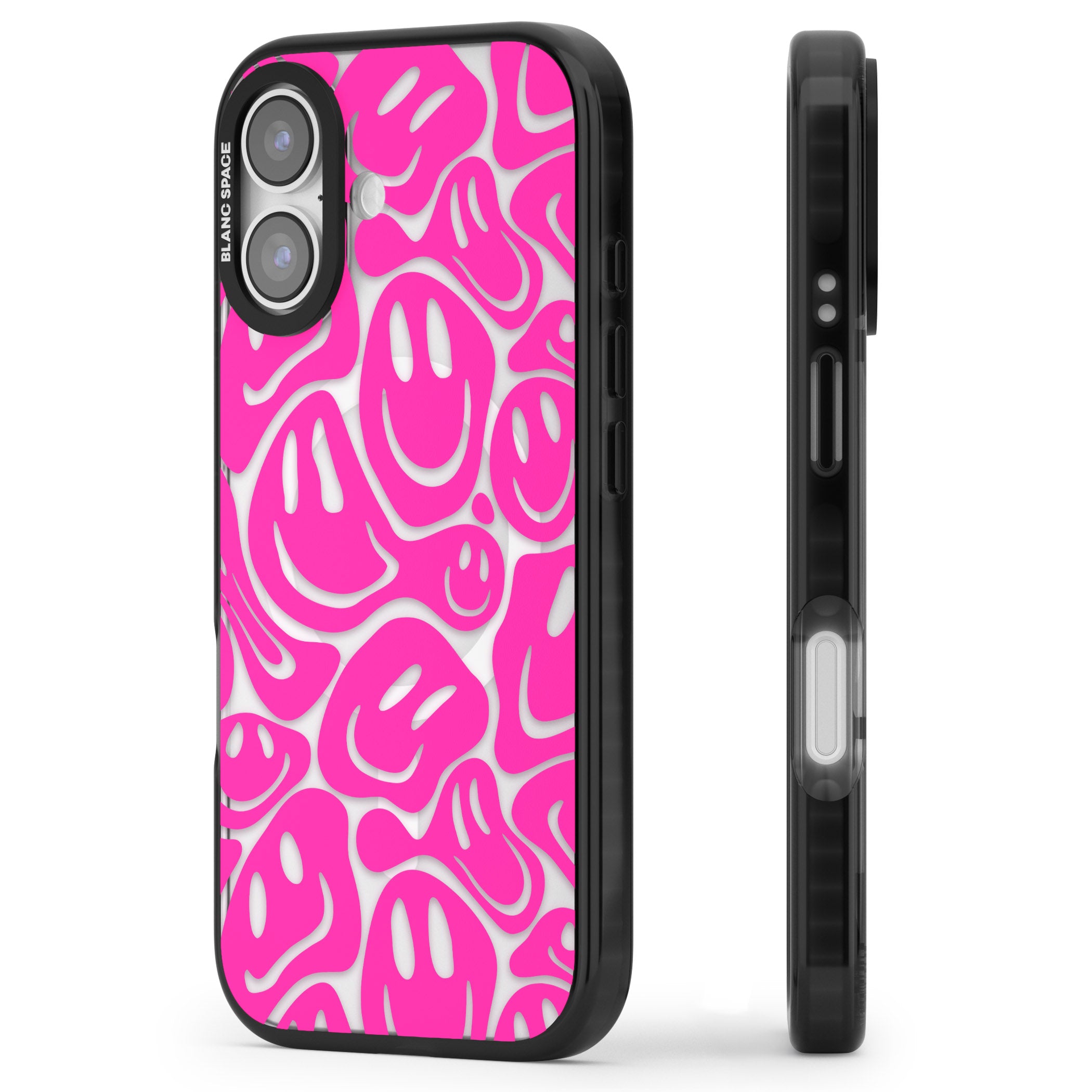 Pink Acid Faces iPhone 17 Impact Pro Black Phone Case Side Profile