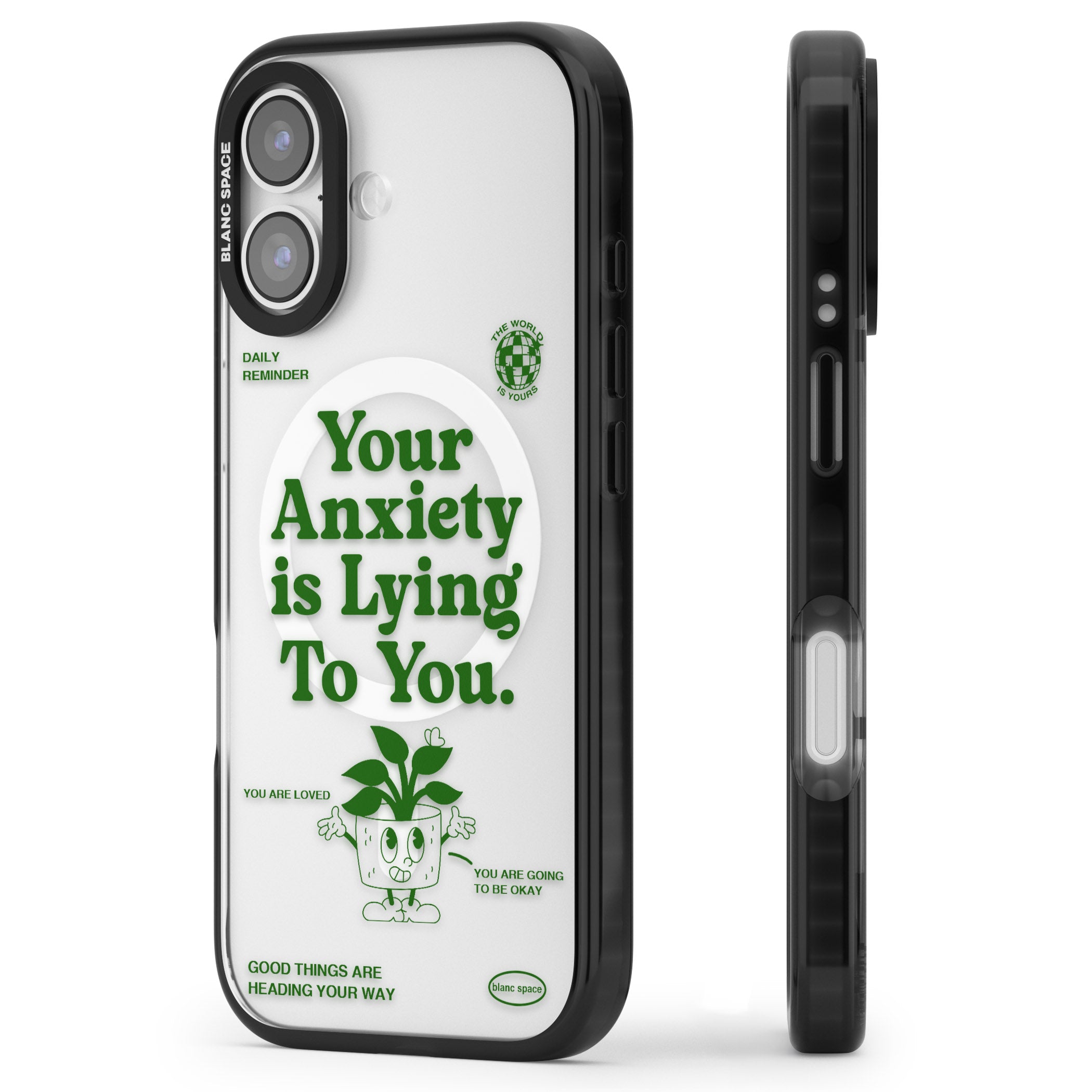 Your Anxiety Is Lying To You iPhone 17 Impact Pro Black Phone Case Side Profile