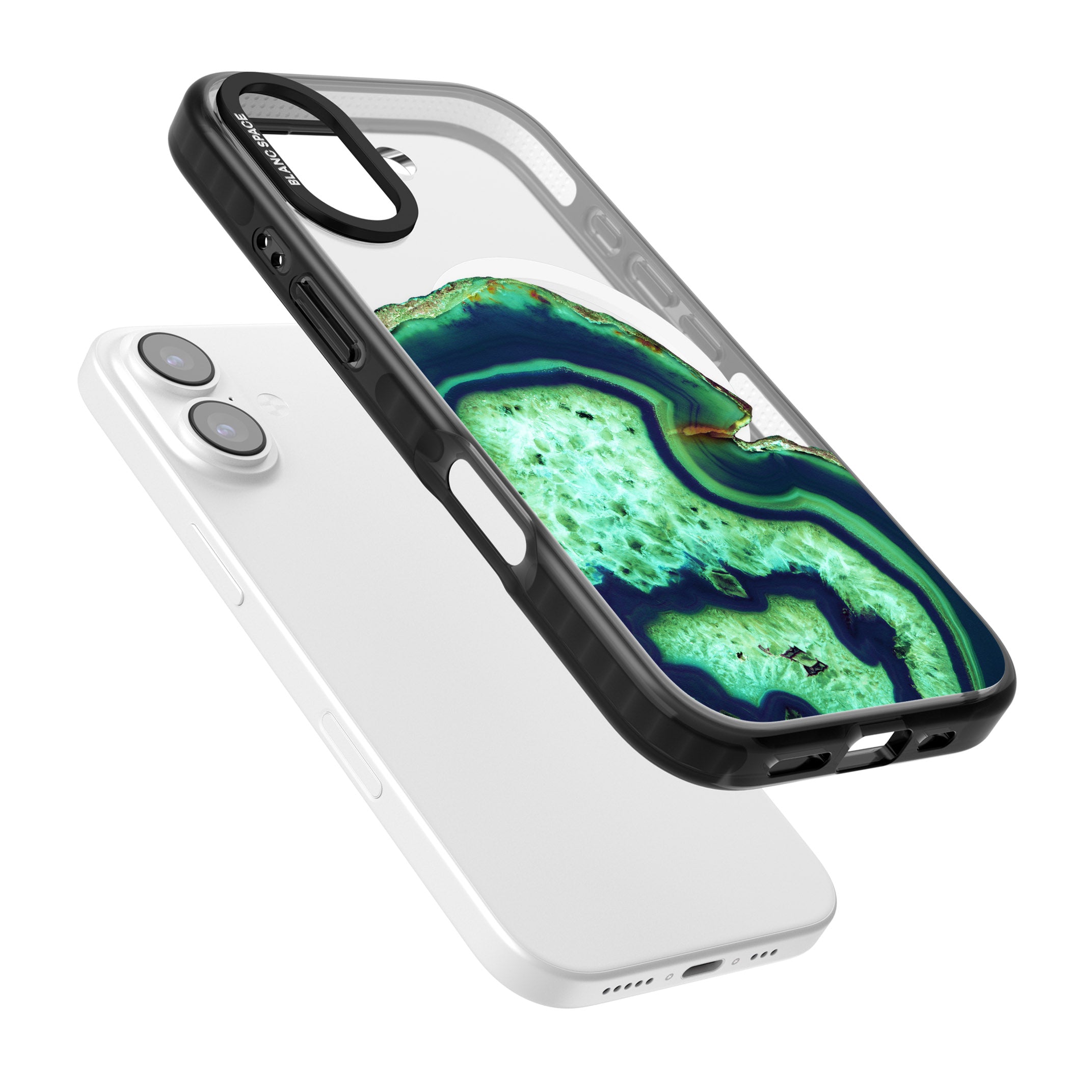 Emerald Agate Slice iPhone 17 Impact Pro Black Phone Case Colours