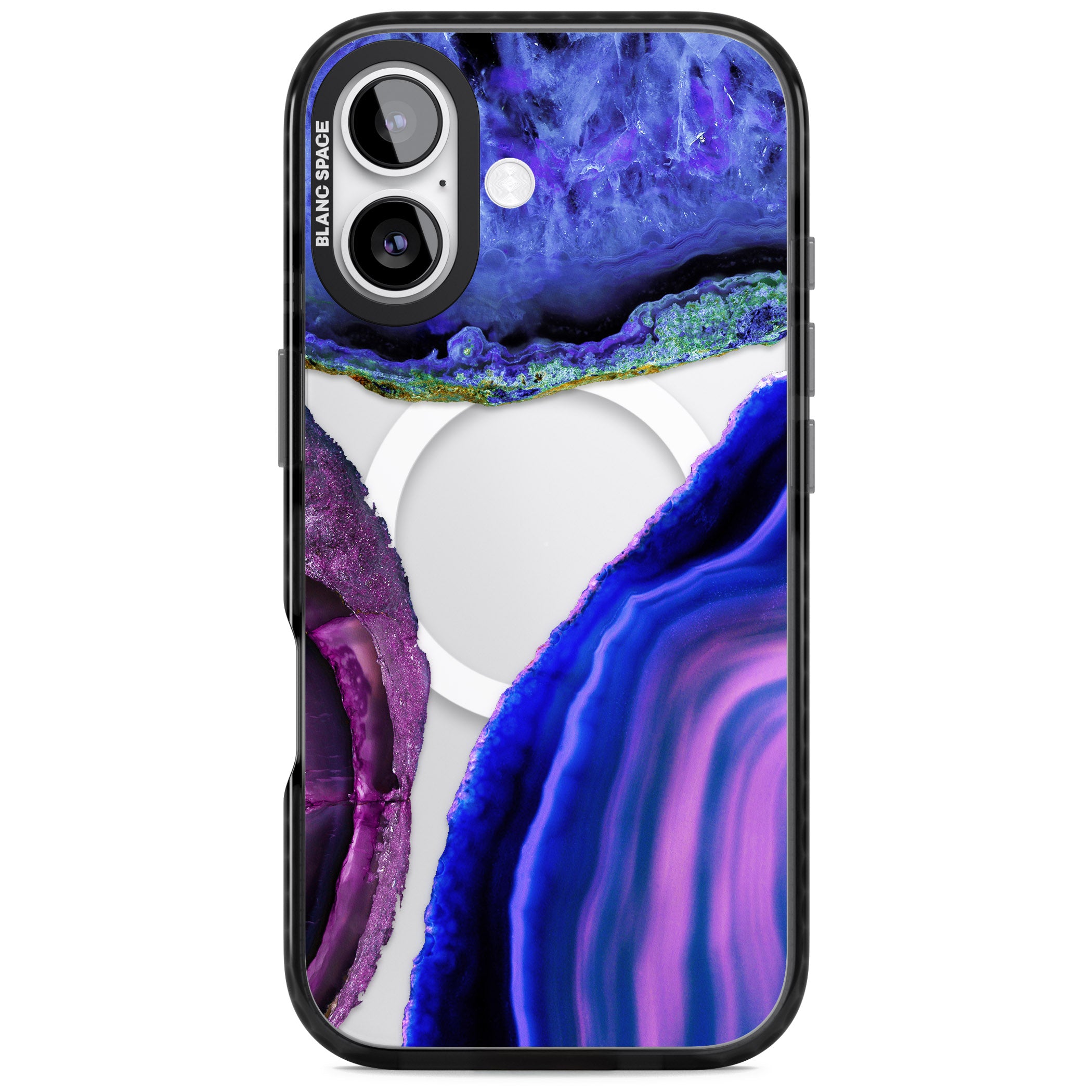 Violet Agate Slice iPhone 17 Impact Pro Black Phone Case