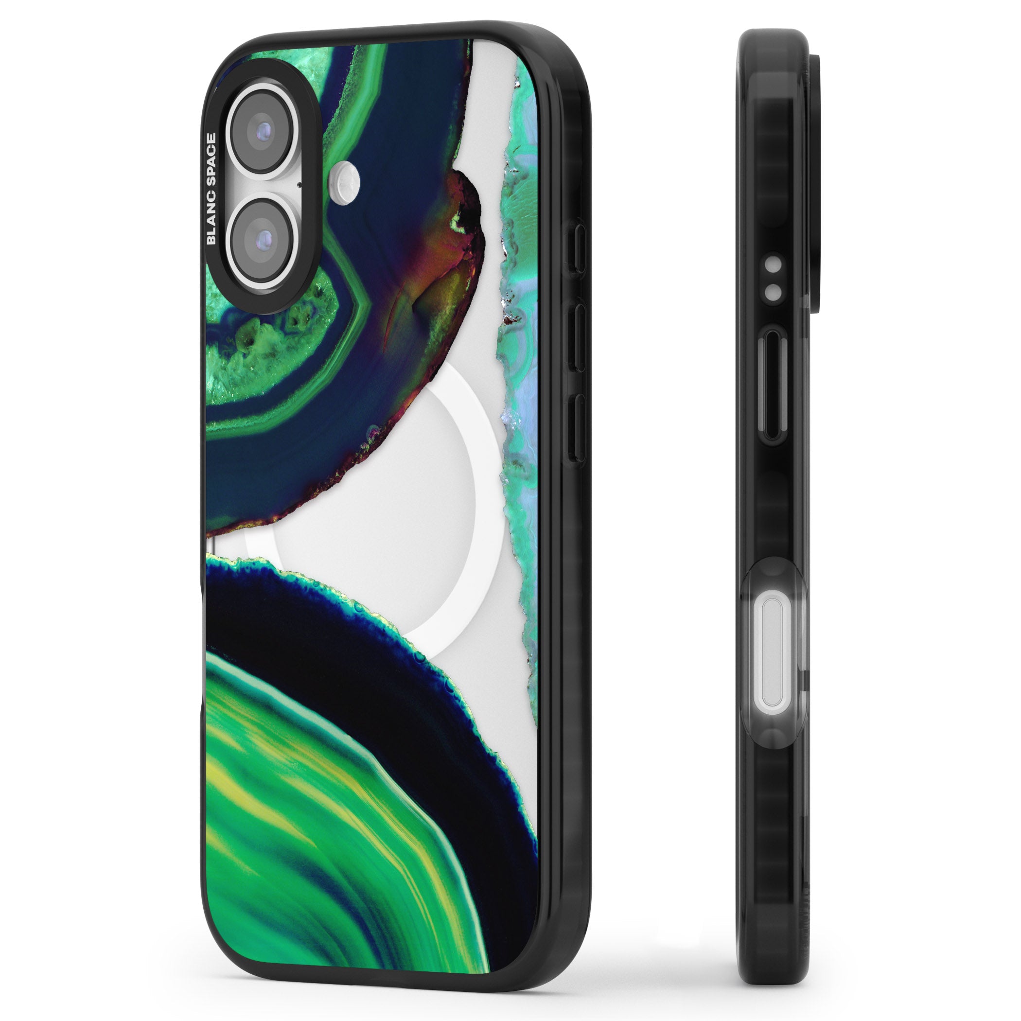 Green Geode Glow iPhone 17 Impact Pro Black Phone Case Side Profile