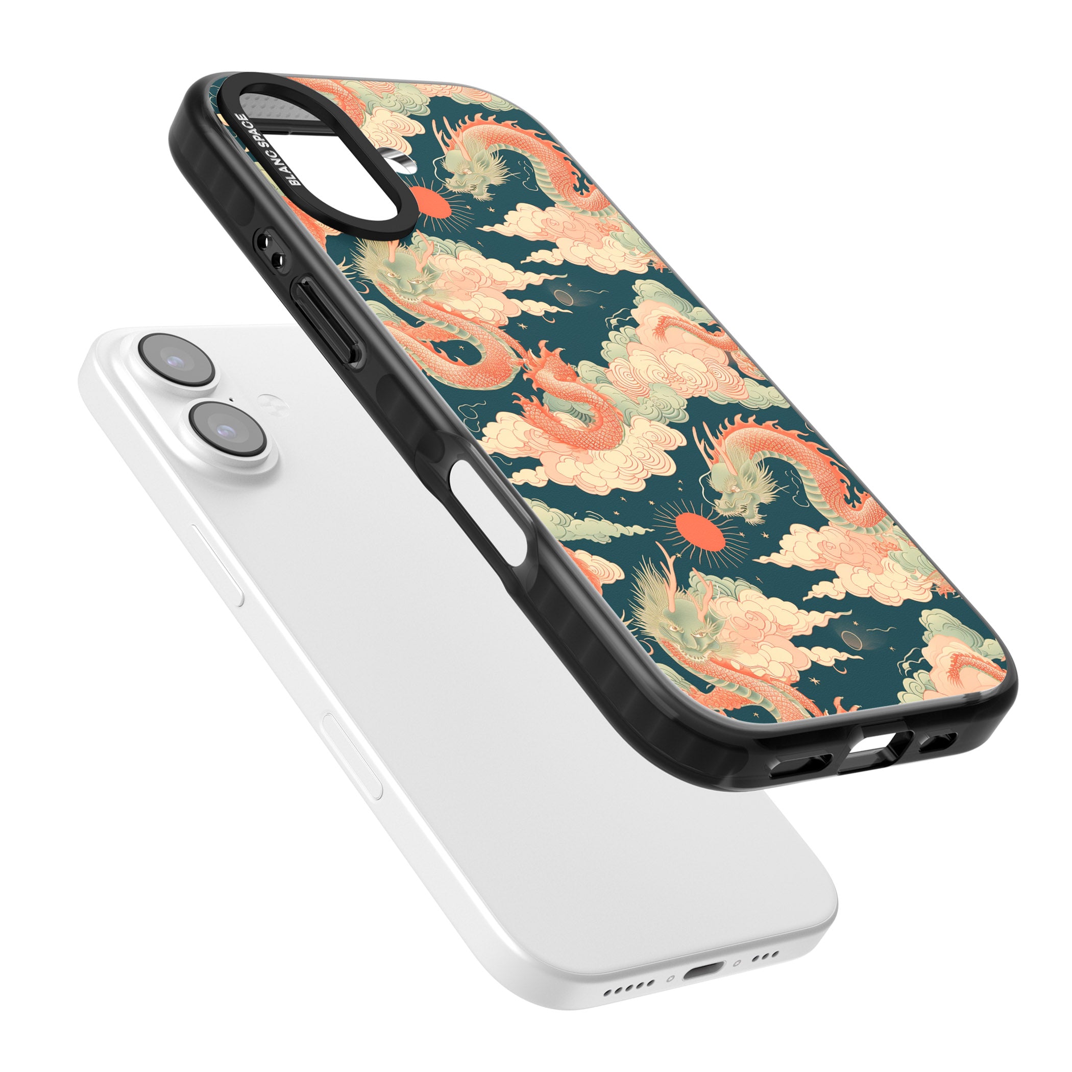 Chinese Dragons Clouds iPhone 17 Impact Pro Black Phone Case Colours