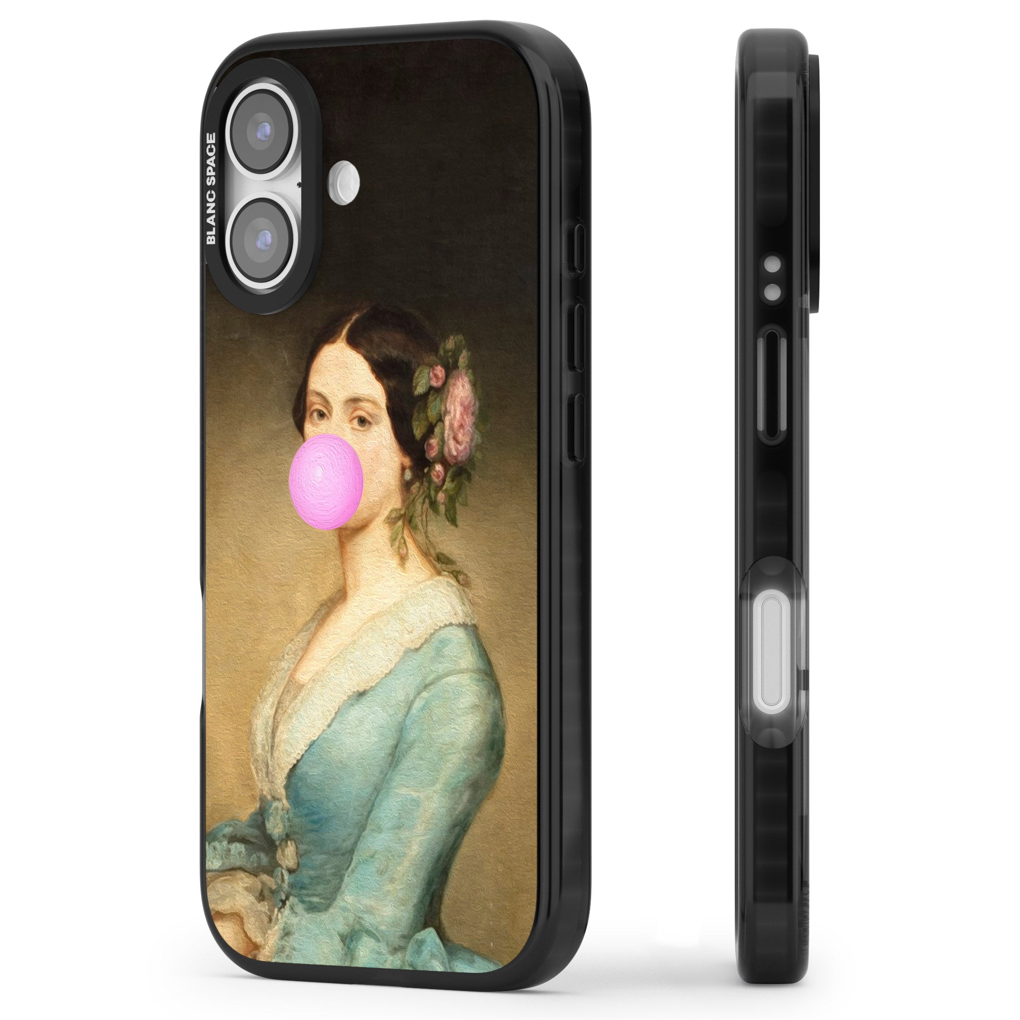 Bubblegum Renaissance iPhone 17 Impact Pro Black Phone Case Side Profile