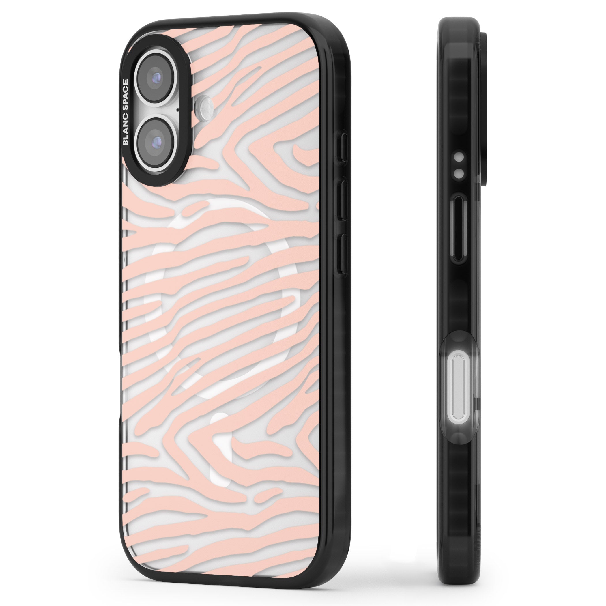 Horizontal Zebra Stripes Transparent Animal Print iPhone 17 Impact Pro Black Phone Case Side Profile