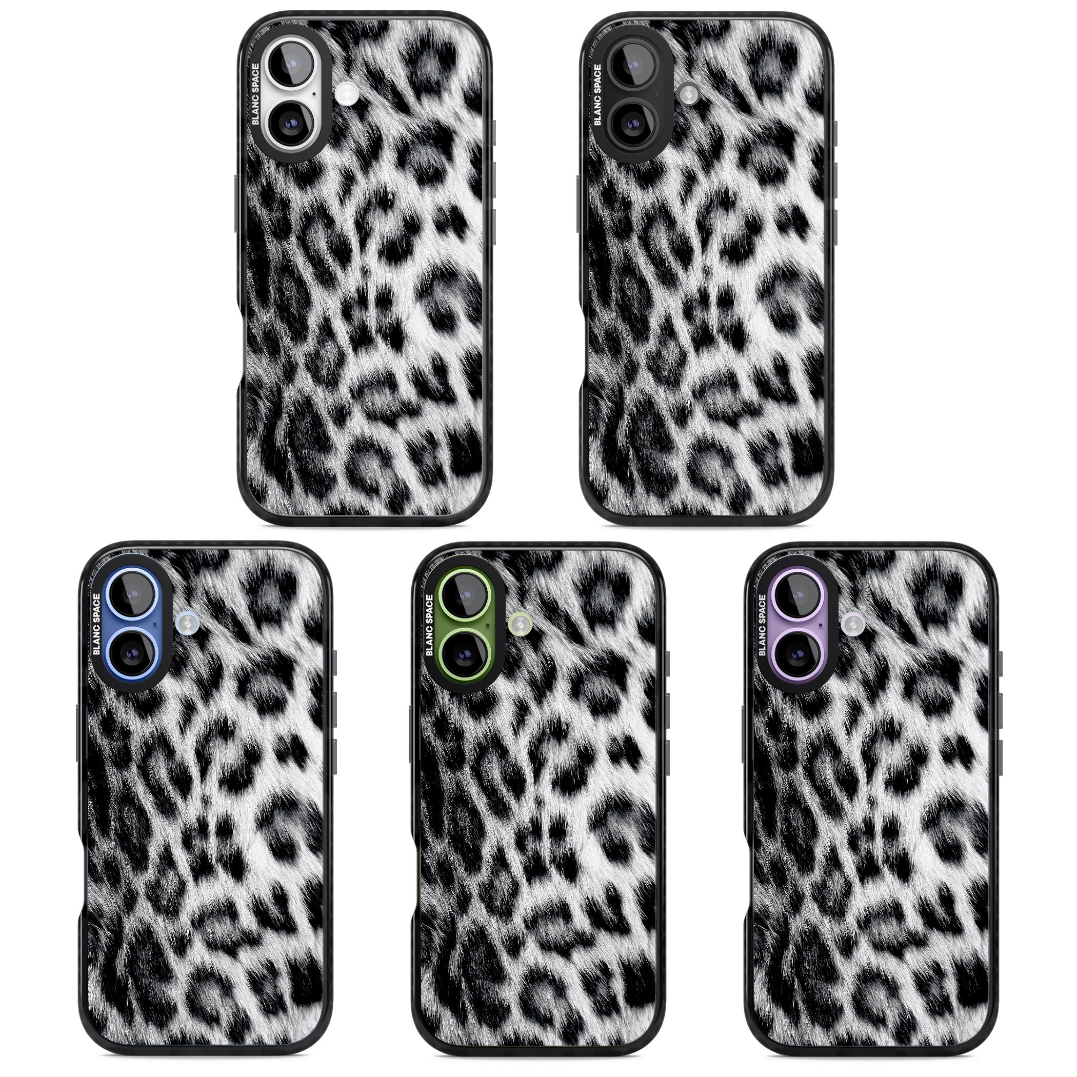 Animal Fur Pattern Snow Leopard iPhone 17 Impact Pro Black Phone Case APT Impact Protection