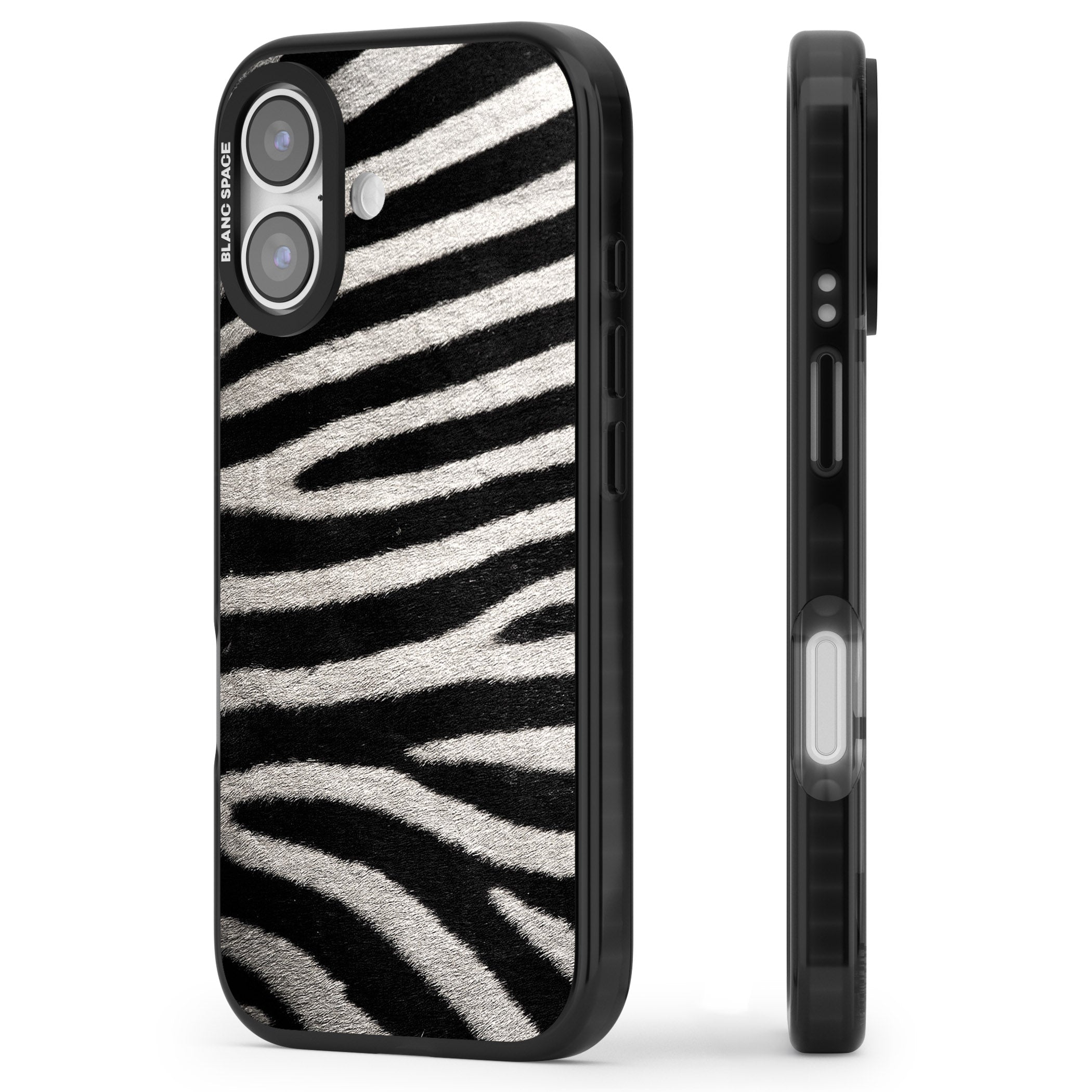 Zebra Print iPhone 17 Impact Pro Black Phone Case Side Profile