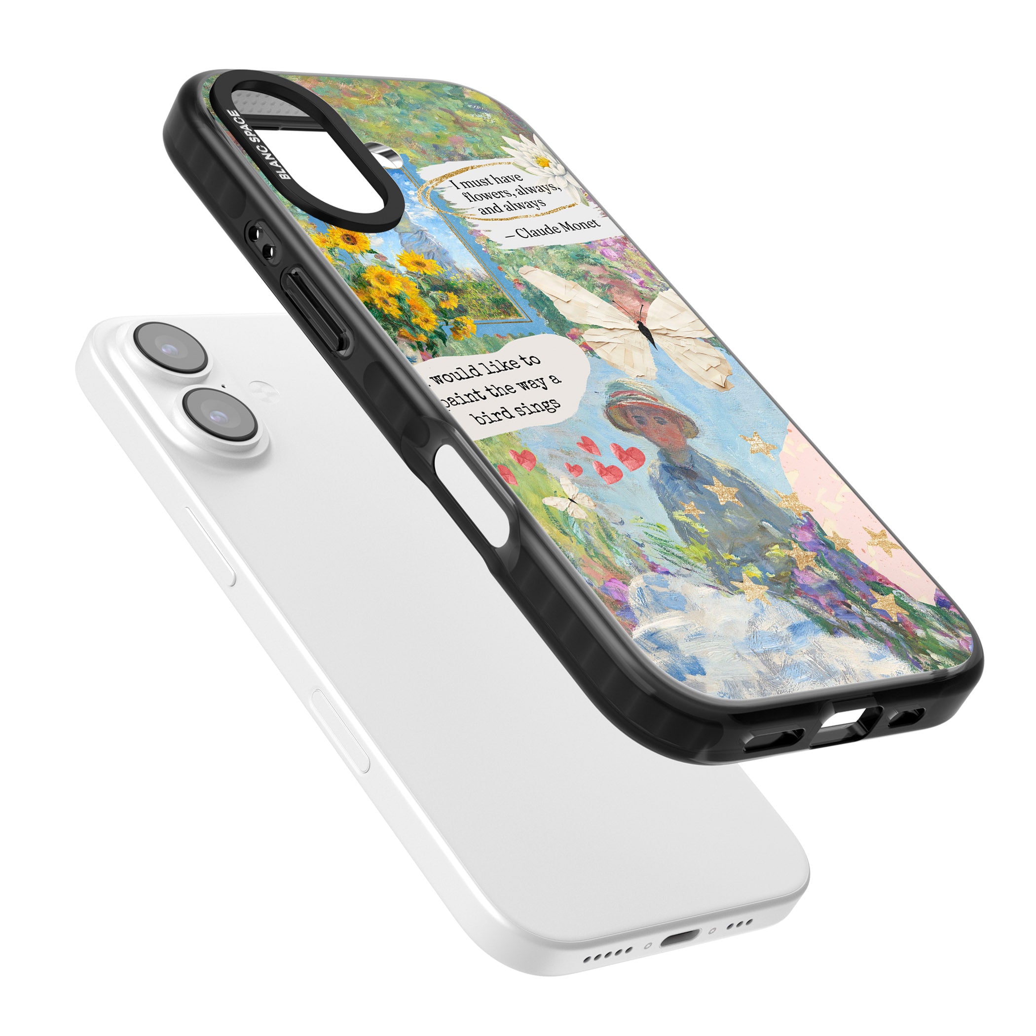 Monet 'Way A Bird Sings' Collage iPhone 17 Impact Pro Black Phone Case Colours