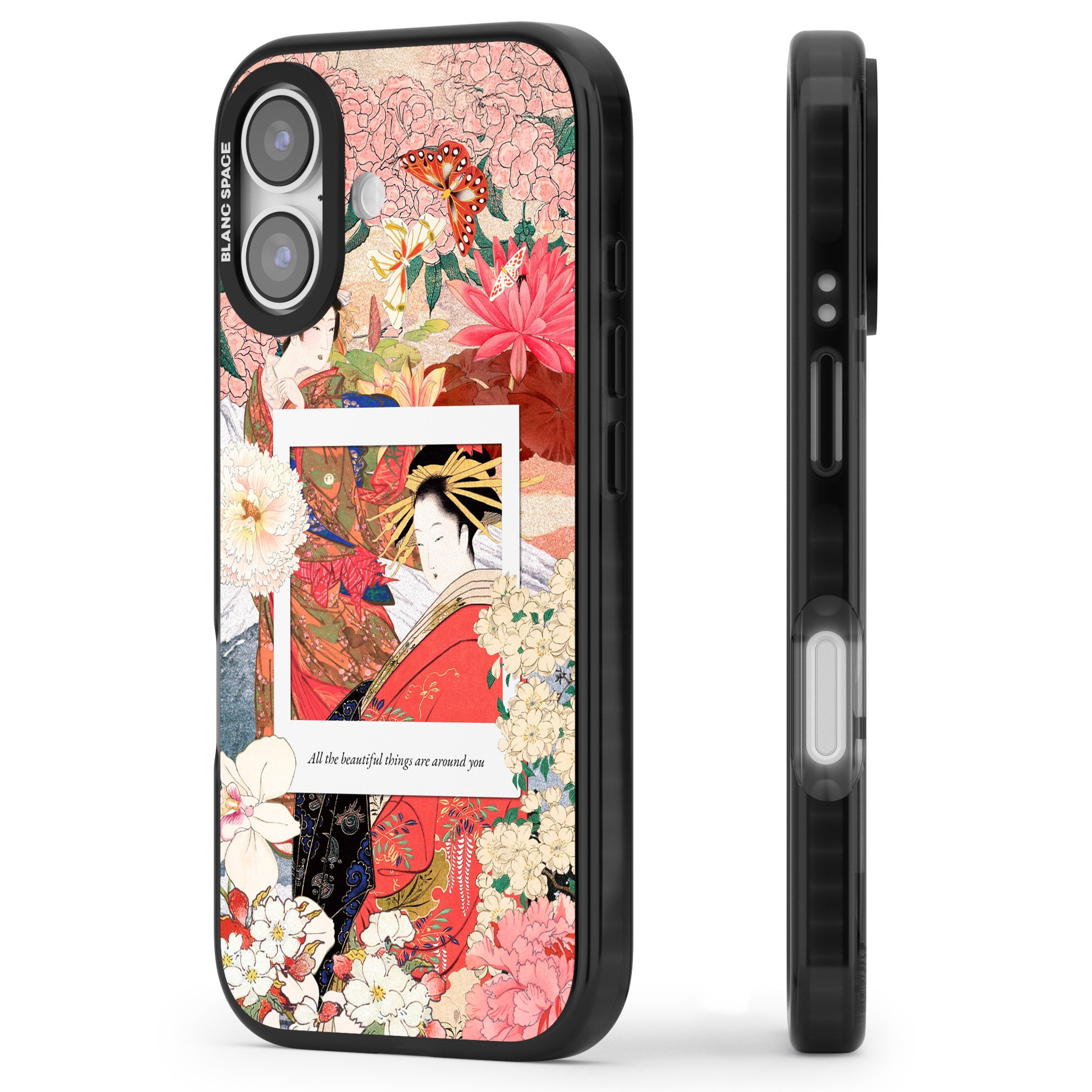 Woodblock Geisha iPhone 17 Impact Pro Black Phone Case Side Profile