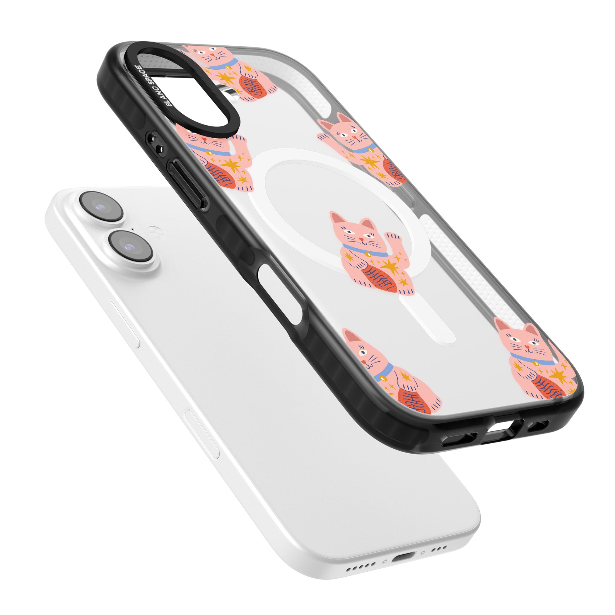 Waving Cat Pattern iPhone 17 Impact Pro Black Phone Case Colours