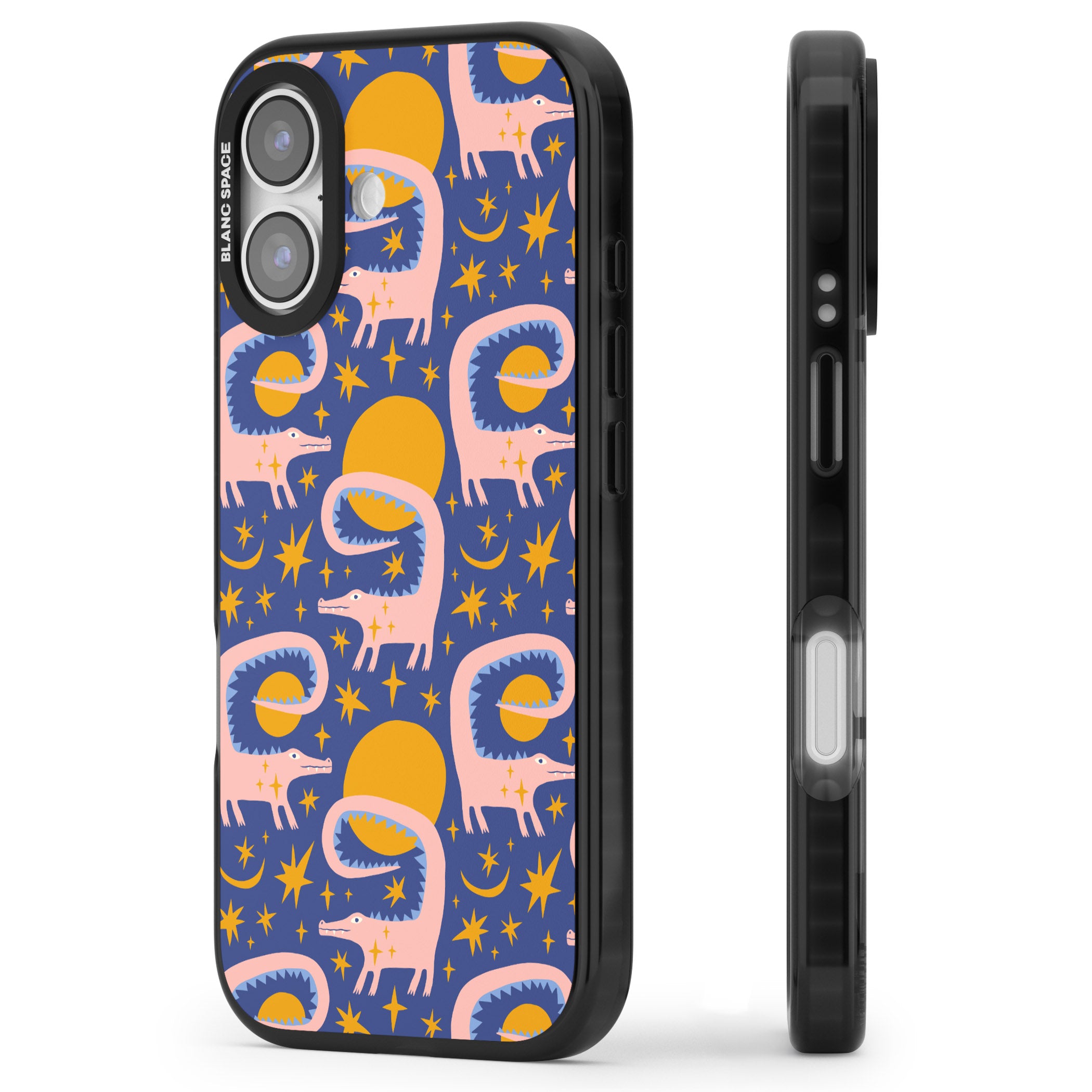 Sun Croc Pattern iPhone 17 Impact Pro Black Phone Case Side Profile