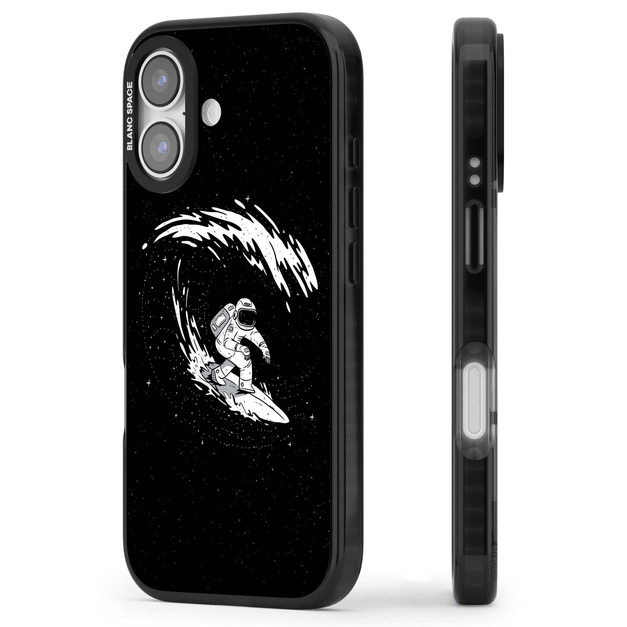 Cosmic Surf iPhone 17 Impact Pro Black Phone Case Side Profile