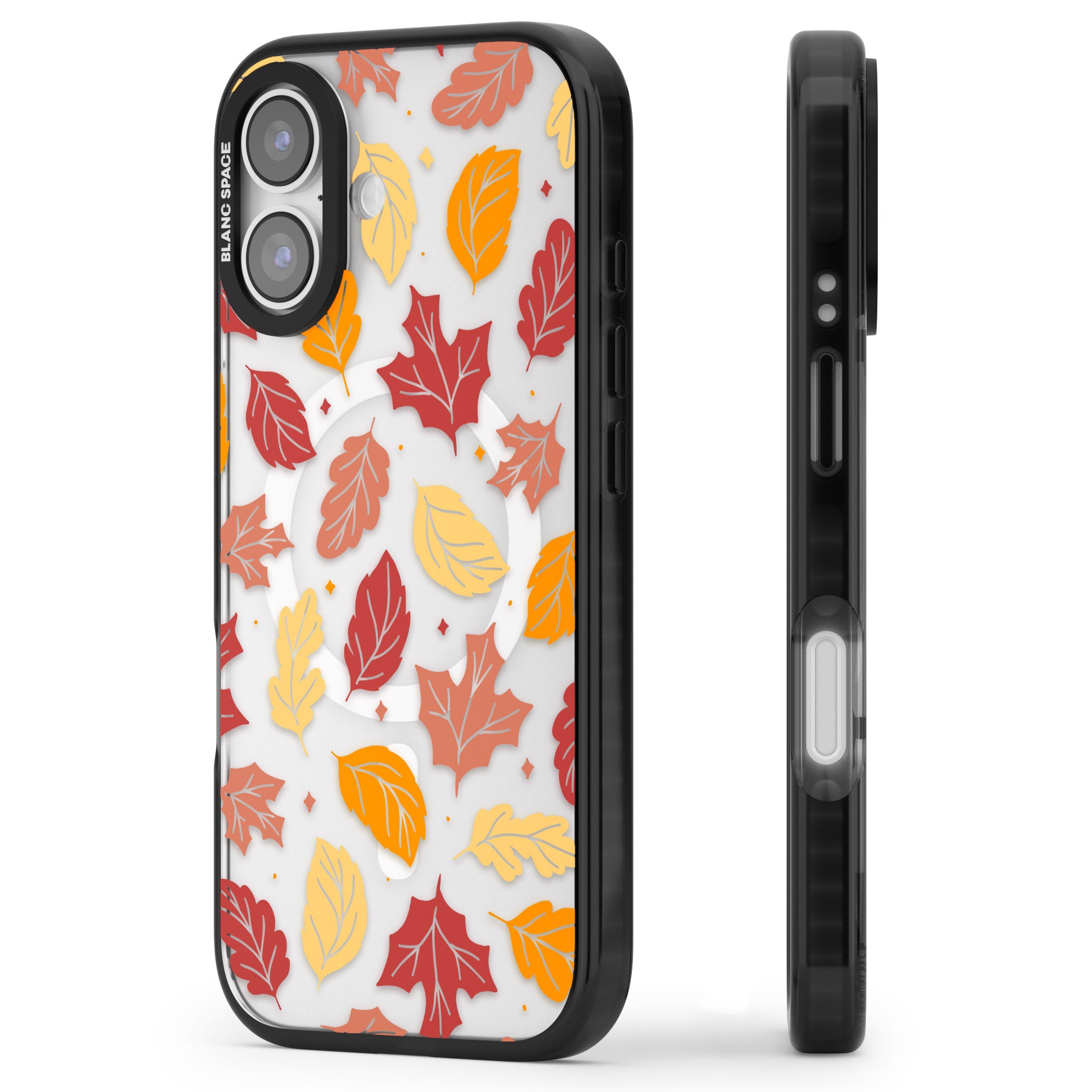 Autumn Leaves iPhone 17 Impact Pro Black Phone Case Side Profile