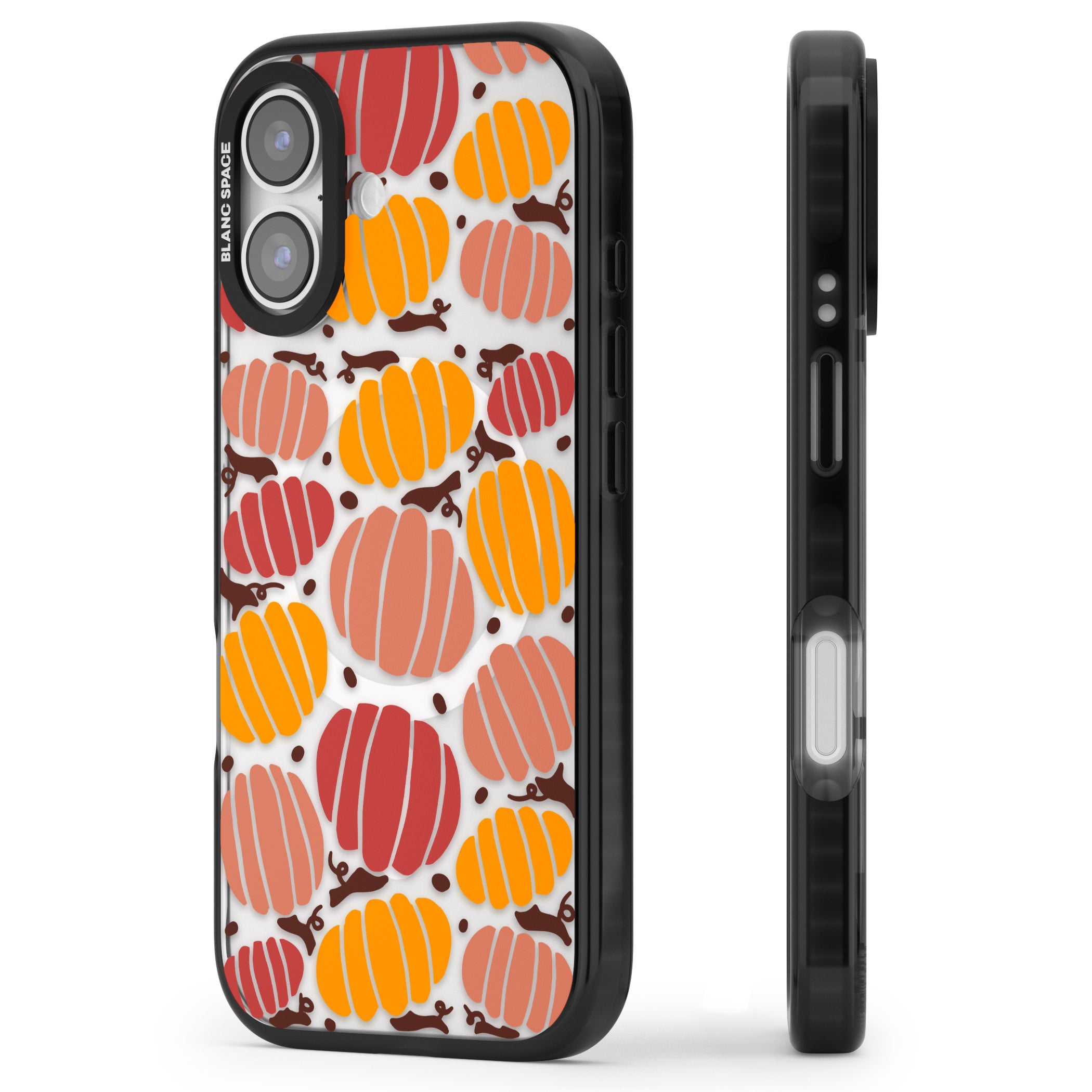 Autumn Pumpkin Patch iPhone 17 Impact Pro Black Phone Case Side Profile
