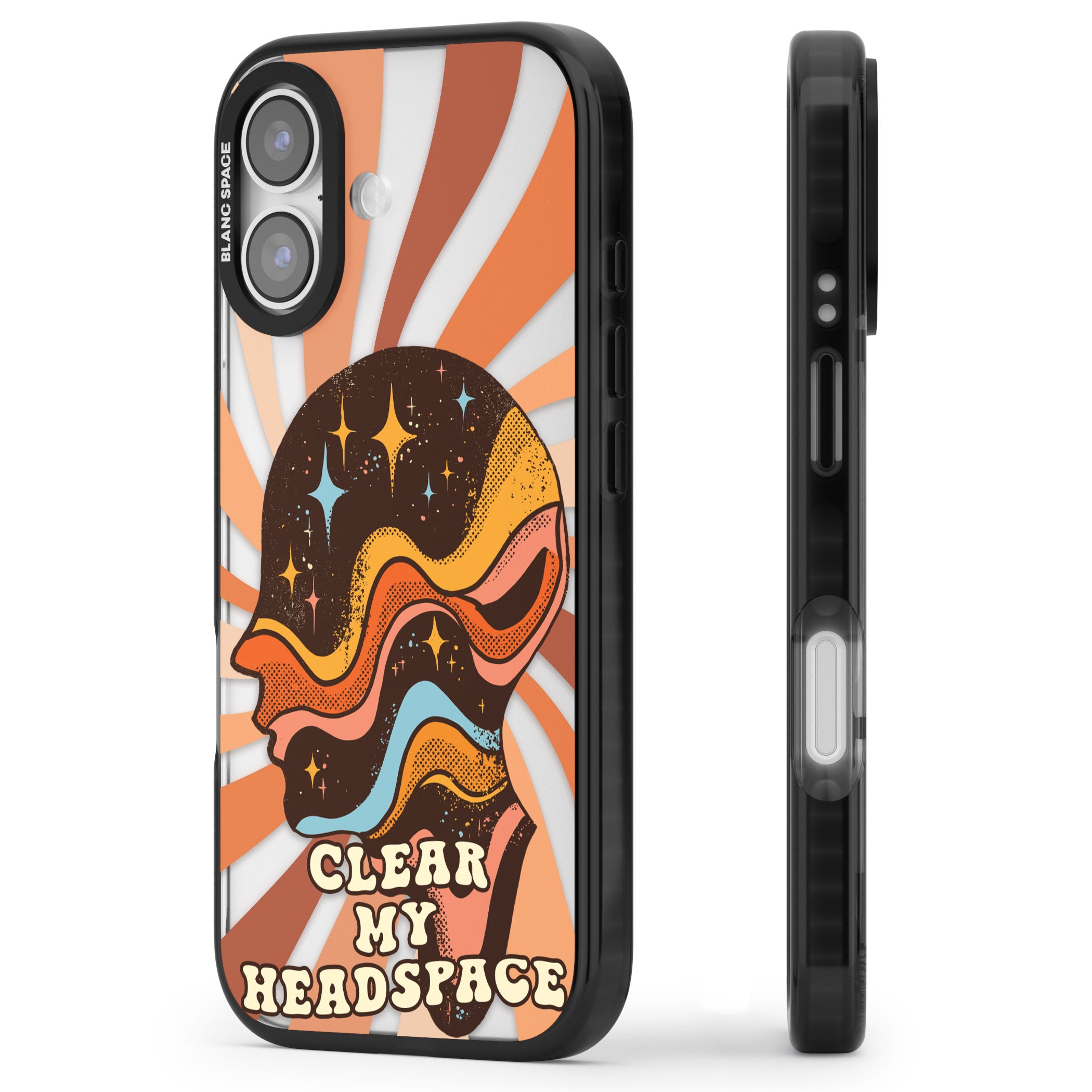 Clear My Headspace iPhone 17 Impact Pro Black Phone Case Side Profile