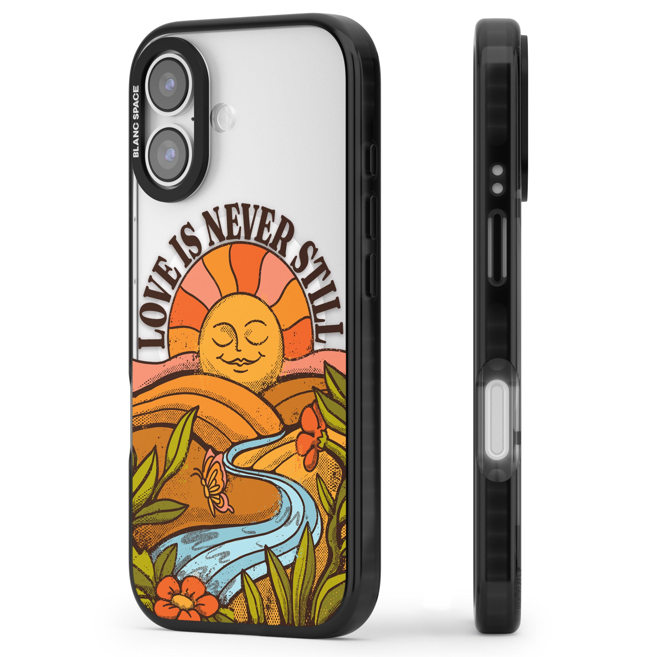 Love Is Never Still iPhone 17 Impact Pro Black Phone Case Side Profile