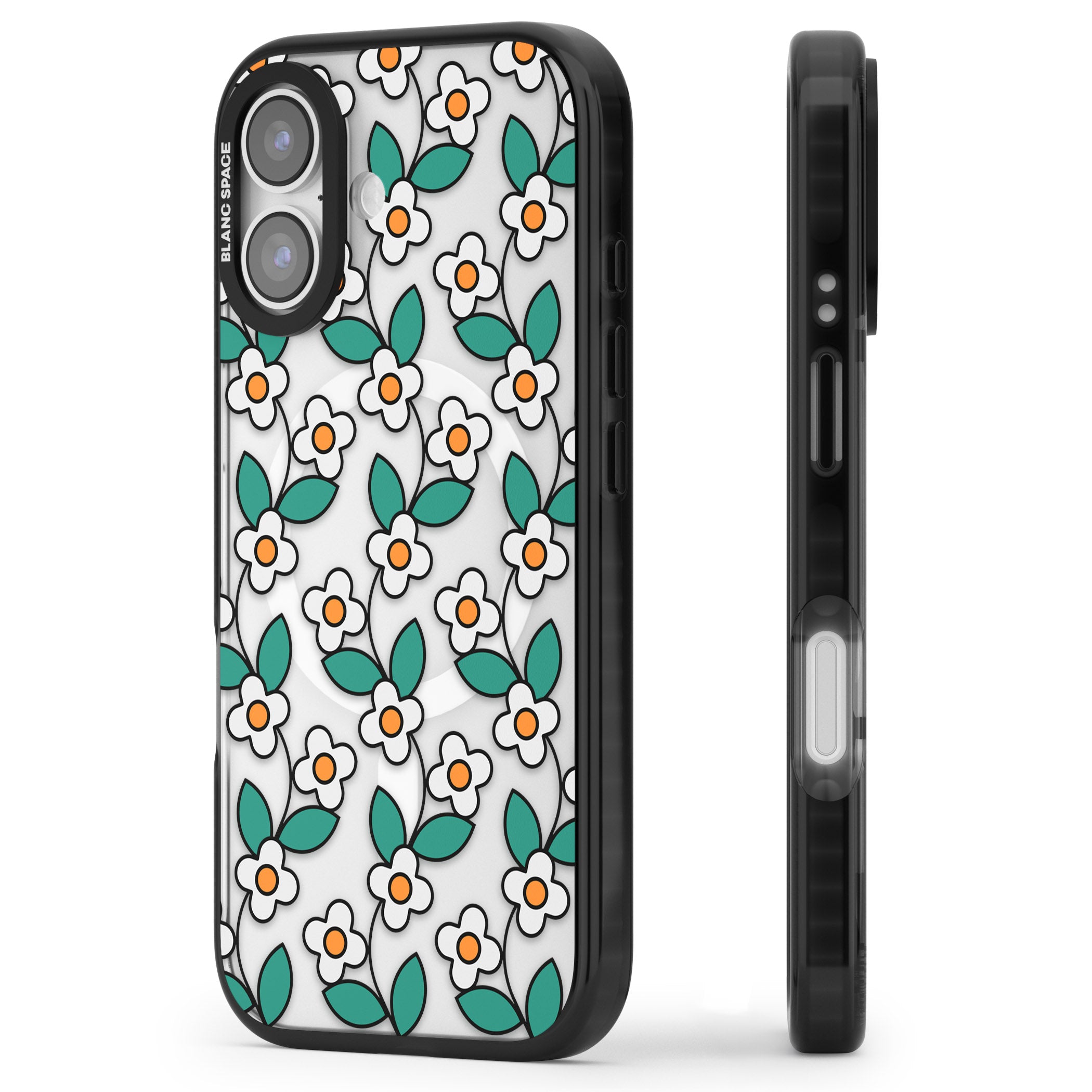 Spring Daisies iPhone 17 Impact Pro Black Phone Case Side Profile