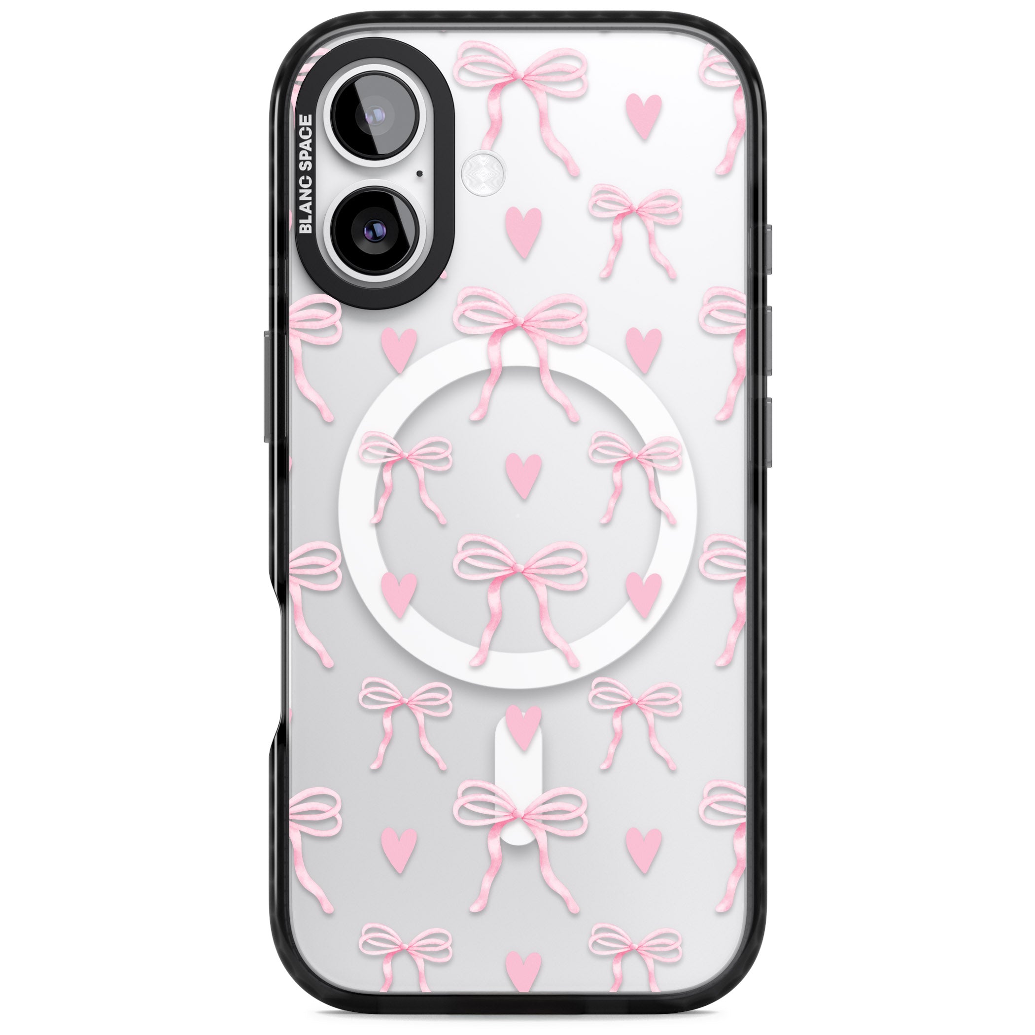 Pink Bows & Hearts iPhone 17 Impact Pro Black Phone Case