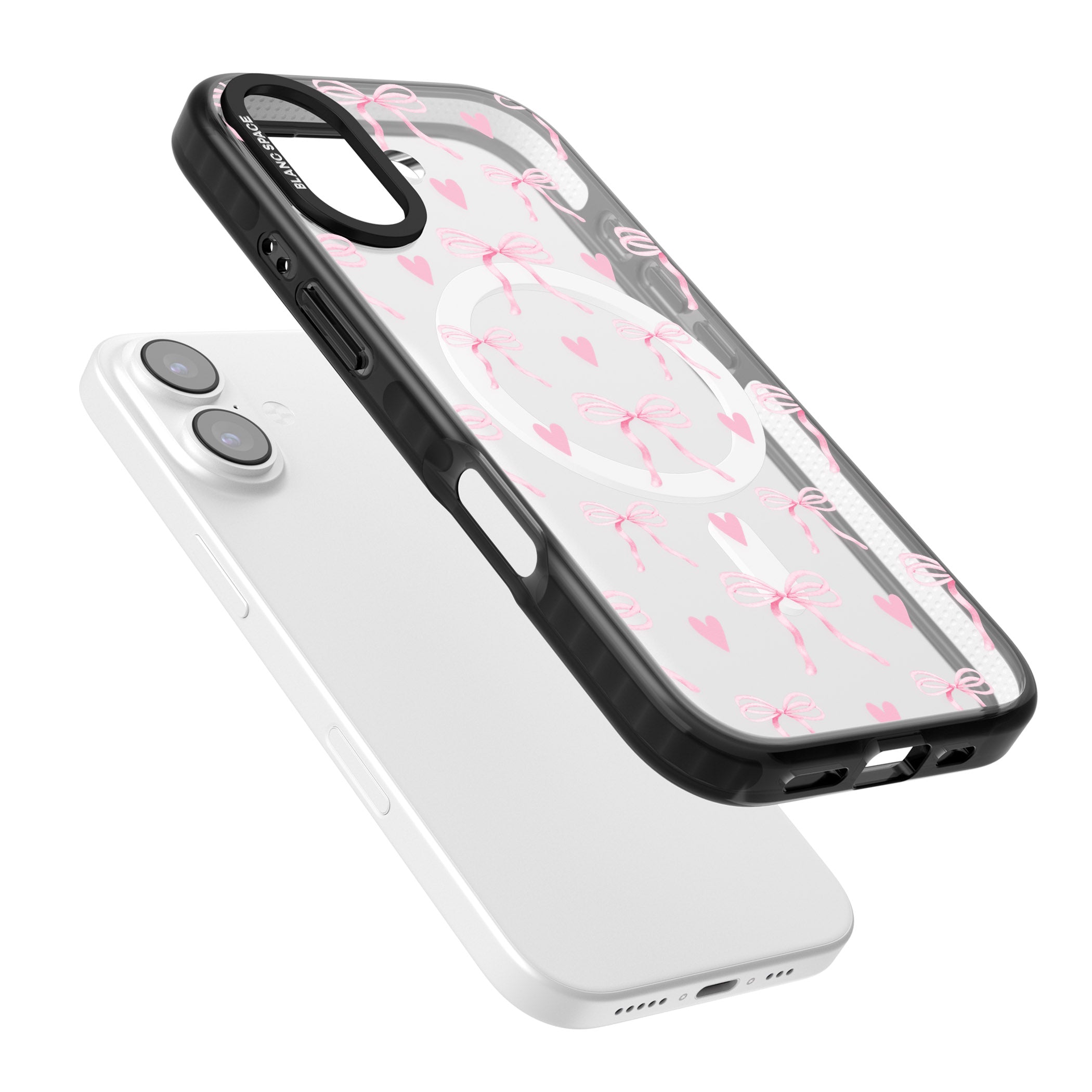 Pink Bows & Hearts iPhone 17 Impact Pro Black Phone Case Colours