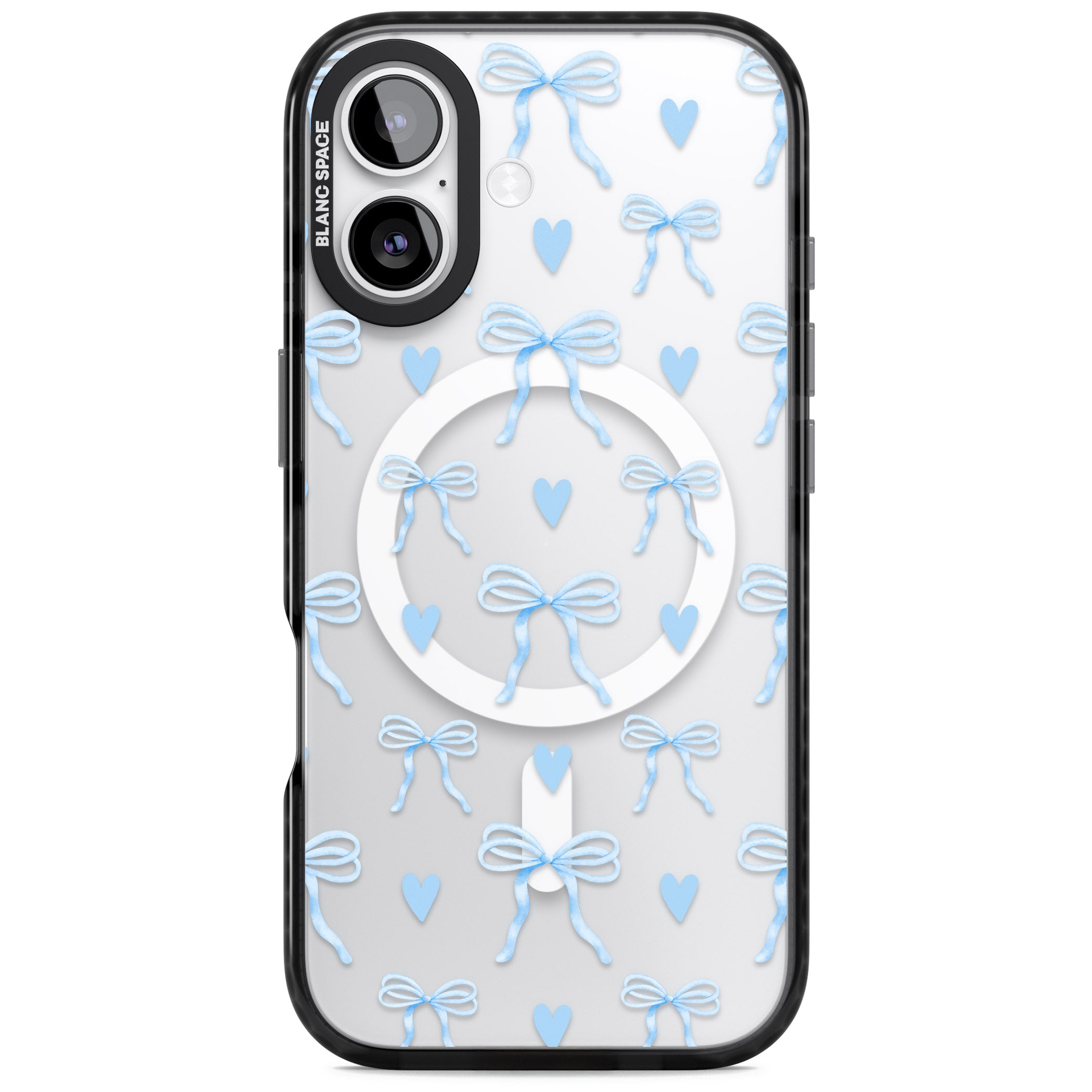 Blue Bows & Hearts iPhone 17 Impact Pro Black Phone Case