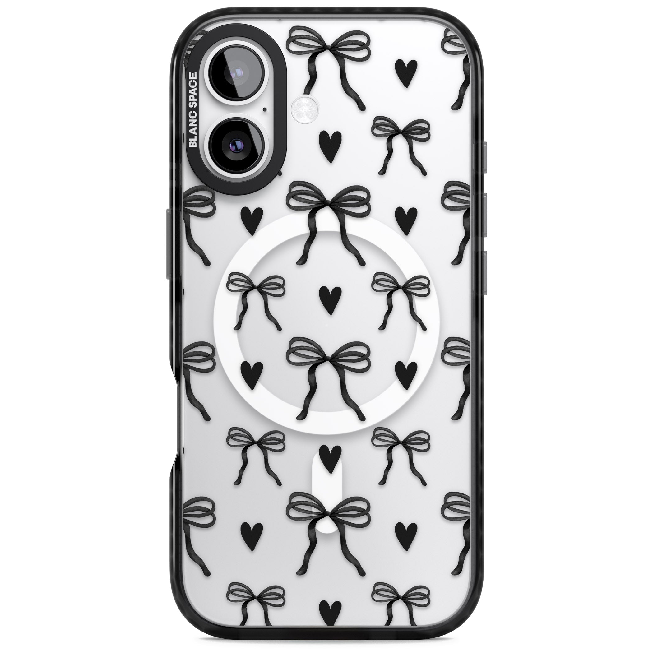 Black Bows & Hearts iPhone 17 Impact Pro Black Phone Case