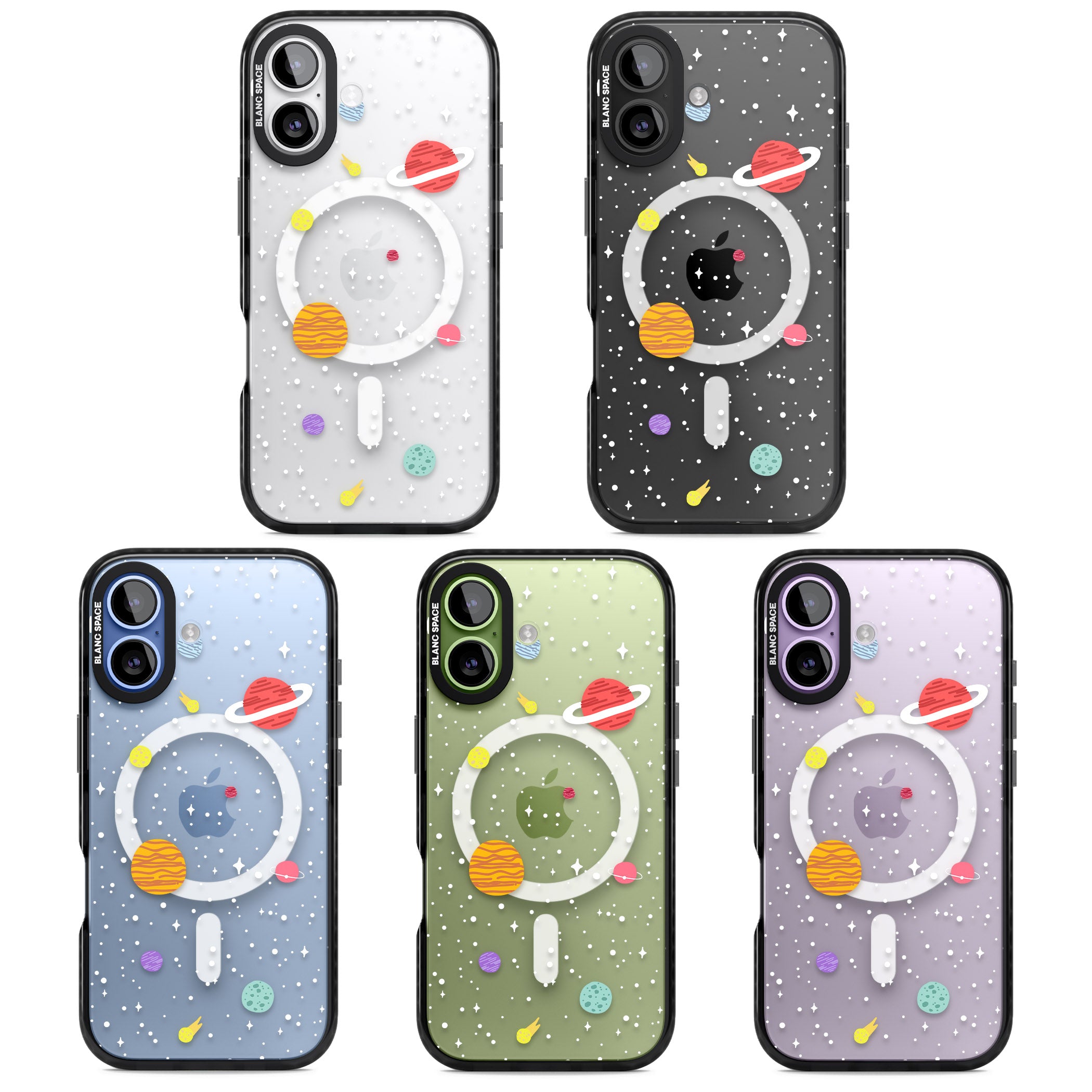 Cute Cartoon Planets (Clear) iPhone 17 Impact Pro Black Phone Case APT Impact Protection