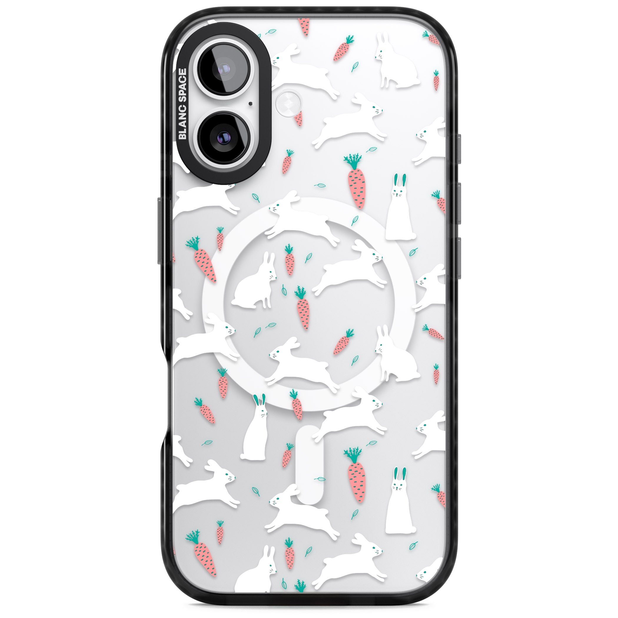 White Bunnies And Carrots iPhone 17 Impact Pro Black Phone Case