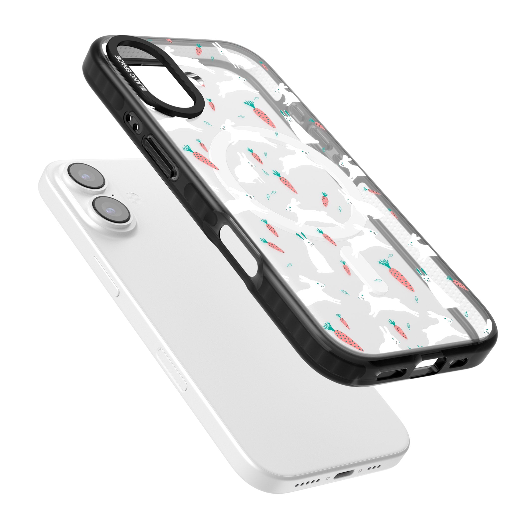 White Bunnies And Carrots iPhone 17 Impact Pro Black Phone Case Colours