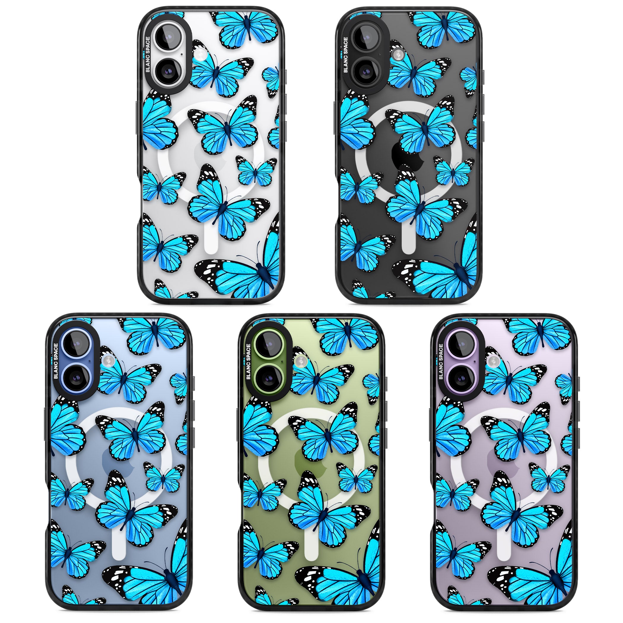 Blue Butterflies iPhone 17 Impact Pro Black Phone Case APT Impact Protection