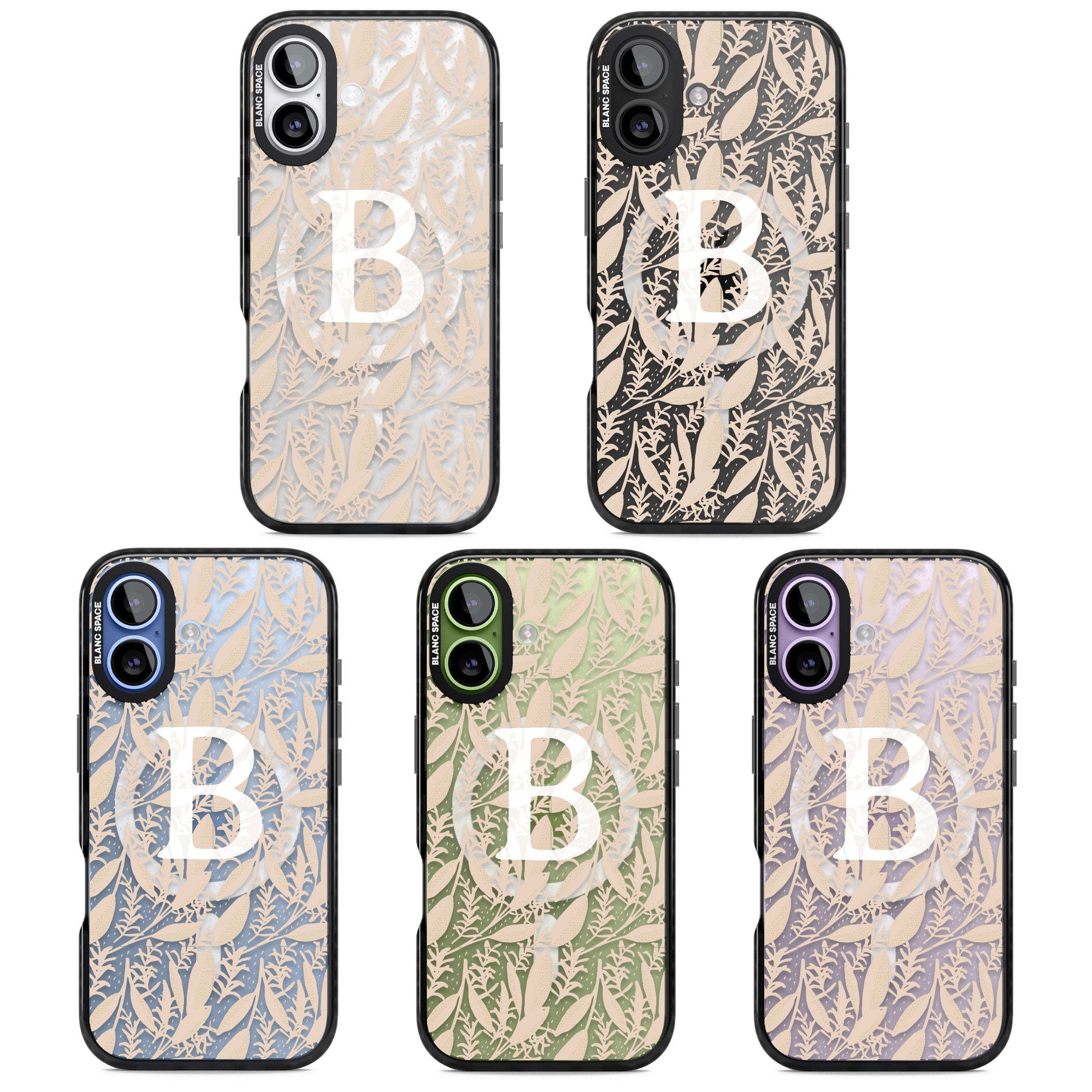 Personalised Monogram Subtle Abstract Floral iPhone 17 Impact Pro Black Phone Case APT Impact Protection