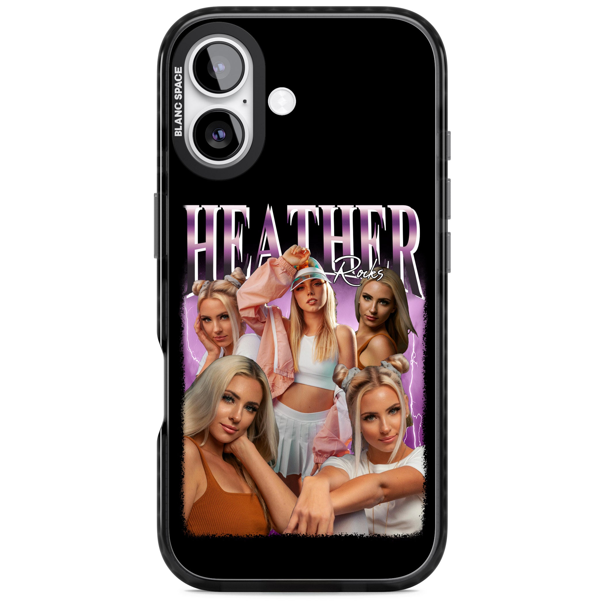 Personalised Airbrush Name & Photo Collage (Pink) iPhone 17 Impact Pro Black Phone Case
