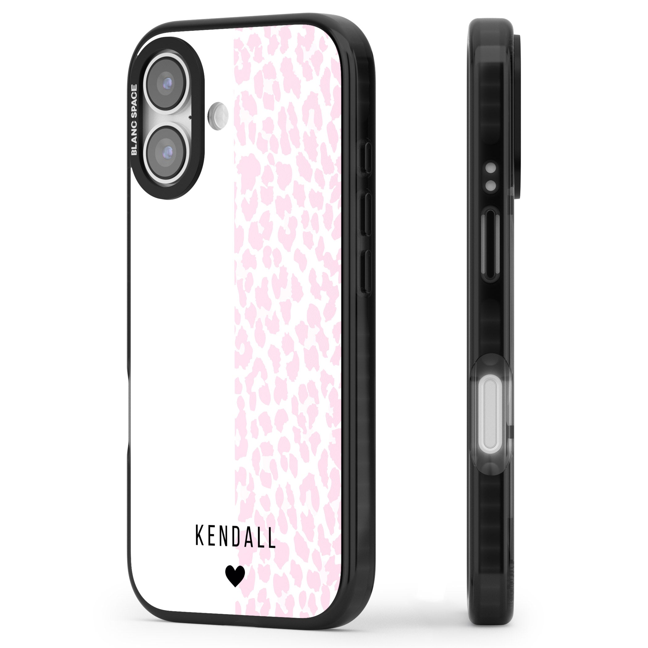Personalised Pink Leopard iPhone 17 Impact Pro Black Phone Case Side Profile