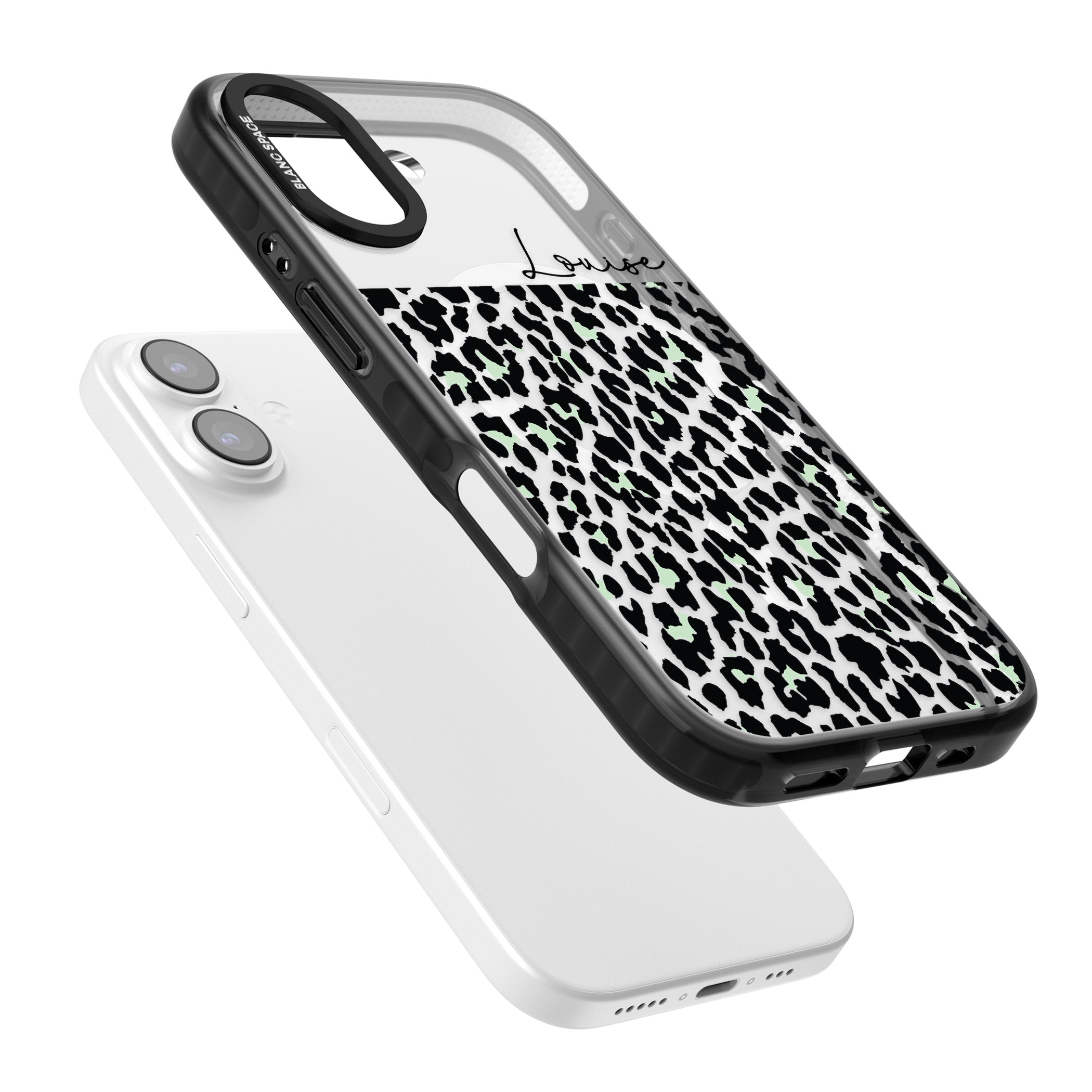 Personalised Seafoam Leopard iPhone 17 Impact Pro Black Phone Case Colours
