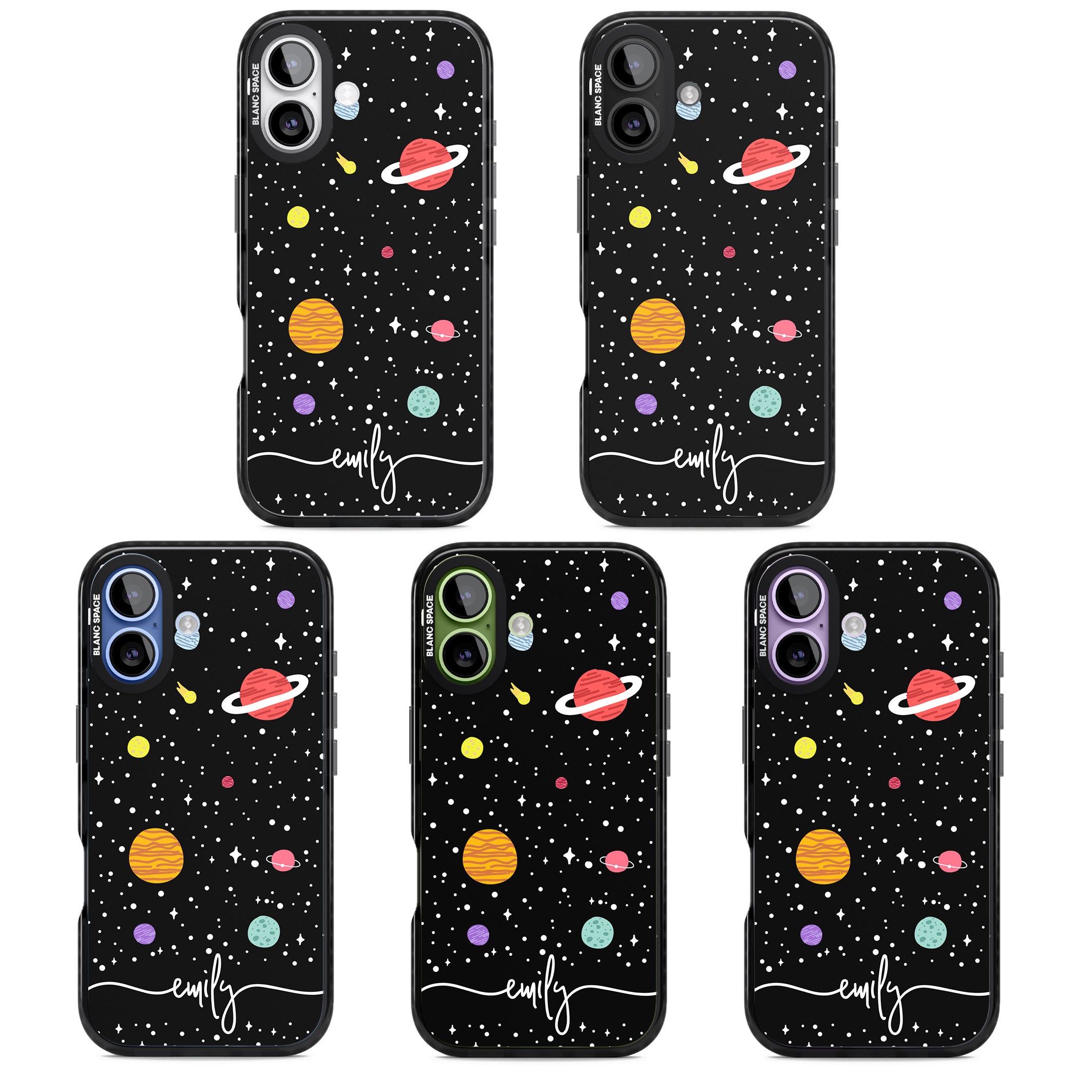 Personalised Cute Cartoon Planet iPhone 17 Impact Pro Black Phone Case APT Impact Protection