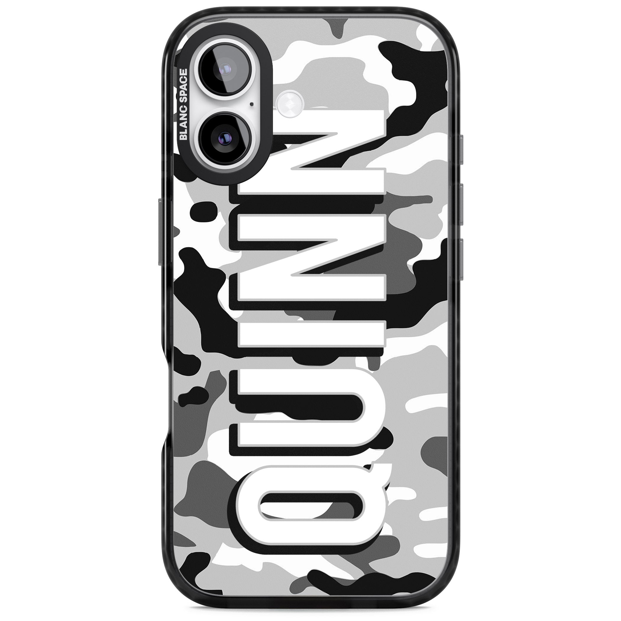 Personalised Greyscale Camo iPhone 17 Impact Pro Black Phone Case