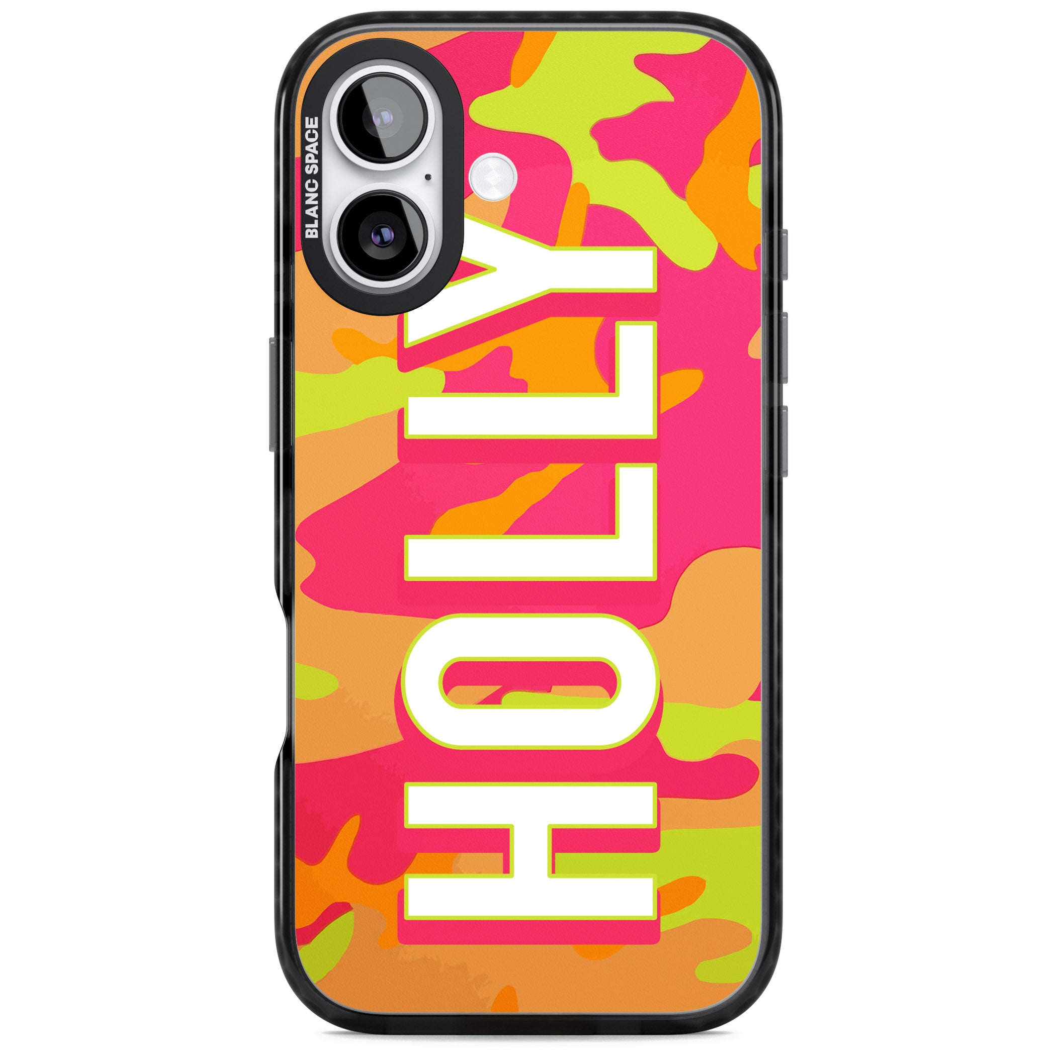 Personalised Bold Neon Camo iPhone 17 Impact Pro Black Phone Case